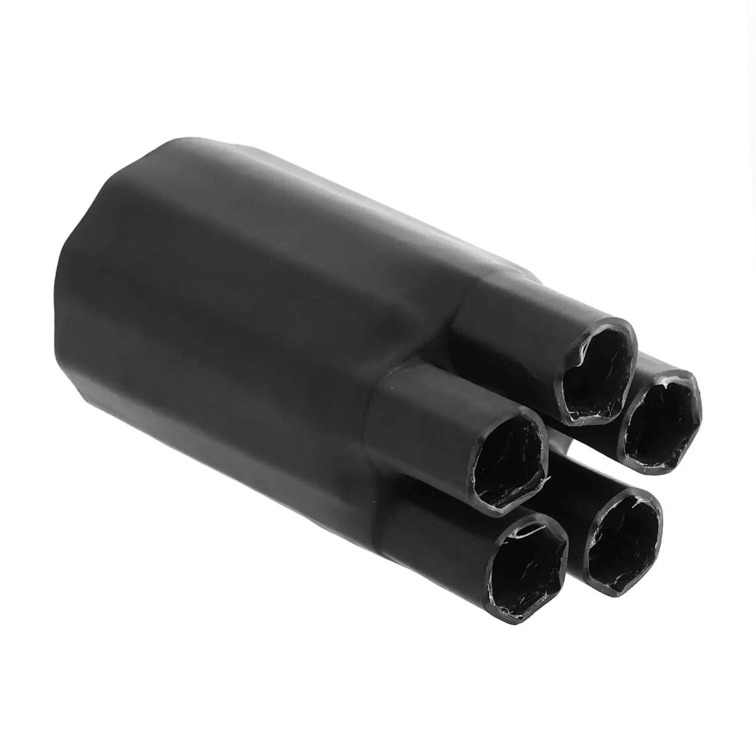 Produktfoto 1 von Schrumpf-Aufteilkappe mit Kleberbeschichtung 2,5:1, schwarz 4 Finger Schrumpftemperatur mind. 110°C