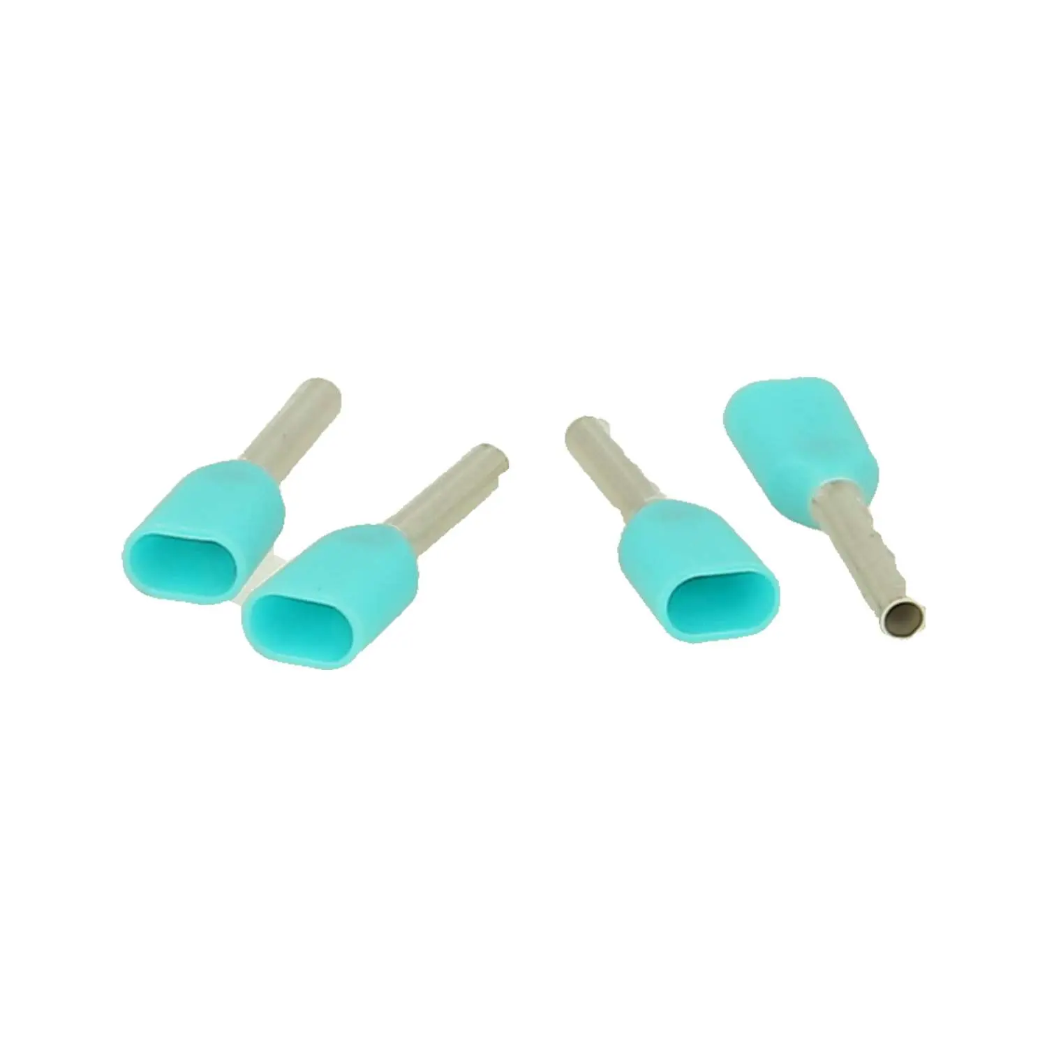 Produktfoto 1 von TWIN-Aderendhülsen isoliert, Größe L, Farbe Kodierung WE Querschnitt 2x 0,34mm² türkis