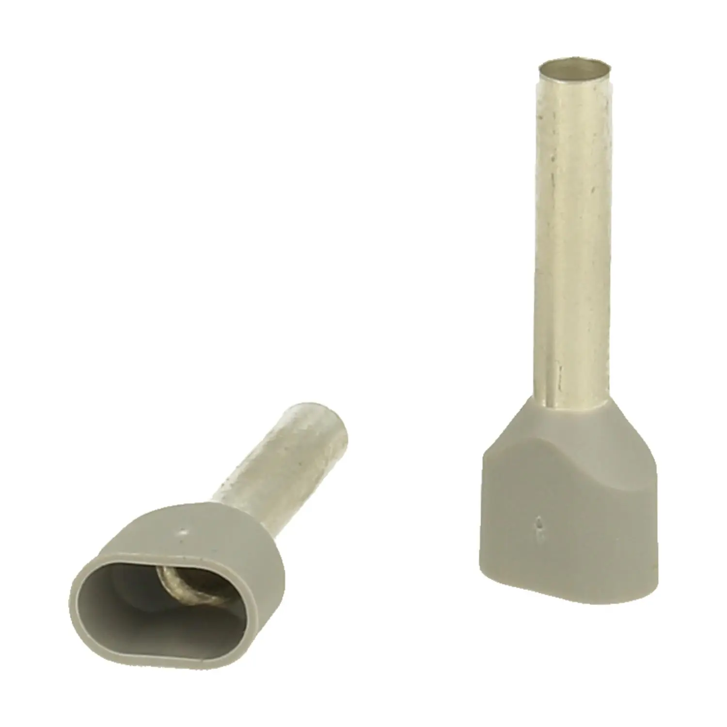 Produktfoto 1 von TWIN-Aderendhülsen isoliert, Größe L, Farbe Kodierung DIN Querschnitt 2x 4mm² grau