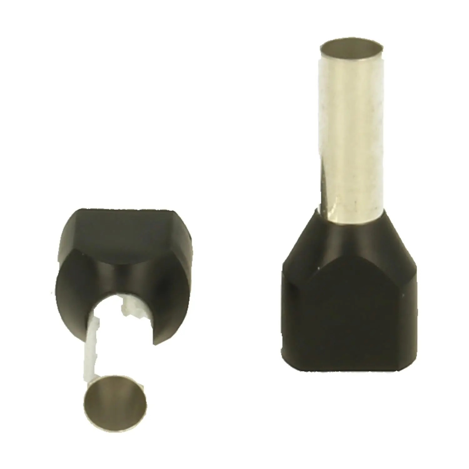 Produktfoto 1 von TWIN-Aderendhülsen isoliert, Größe N, Farbe Kodierung WE Querschnitt 2x 6mm² schwarz