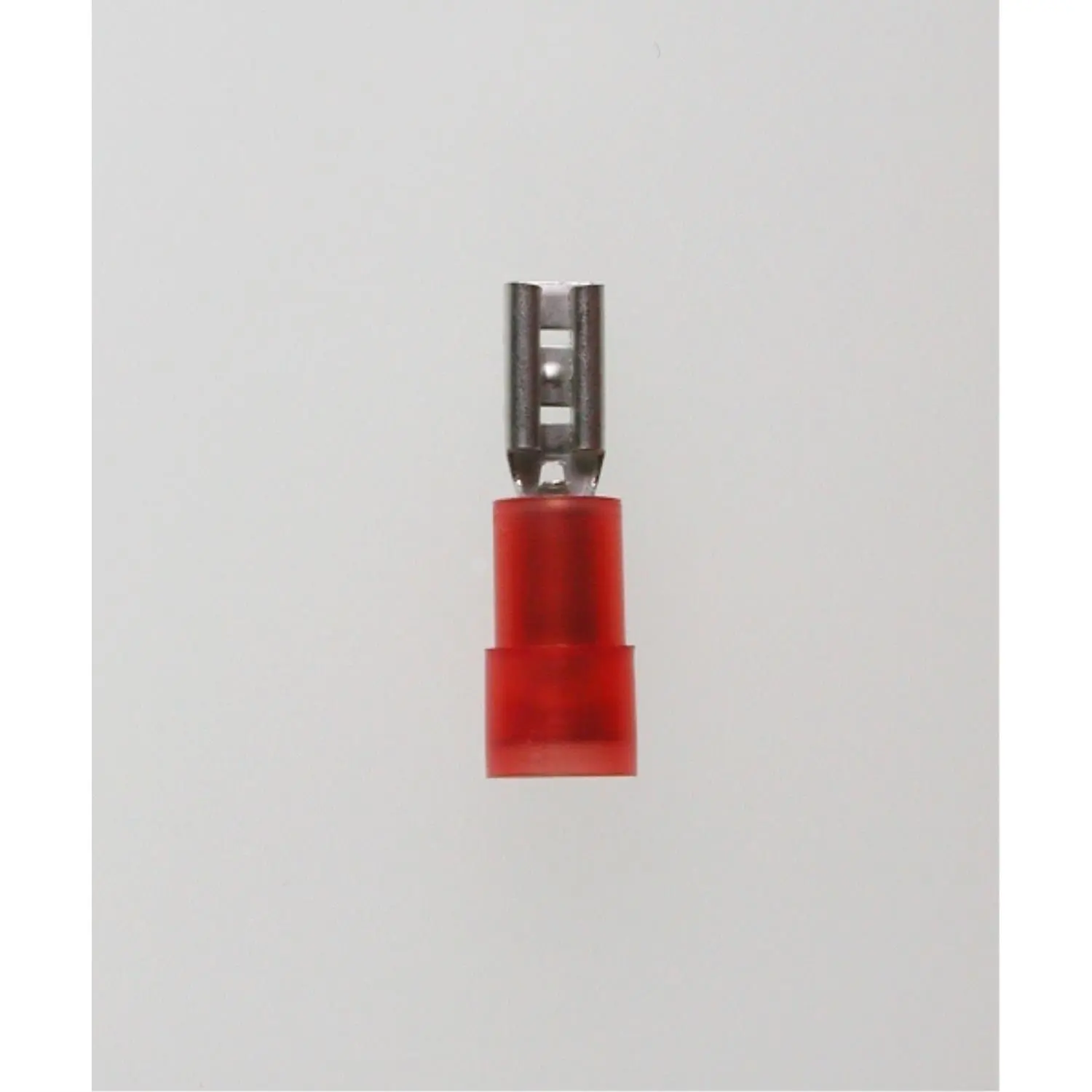 Produktfoto 1 von Flachsteckhülsen DIN 46245, Steckgröße 2,8 x 0,8mm isoliert, mit Isolationscrimp Querschnitt 0,5mm² - 1,5mm² rot, transparent