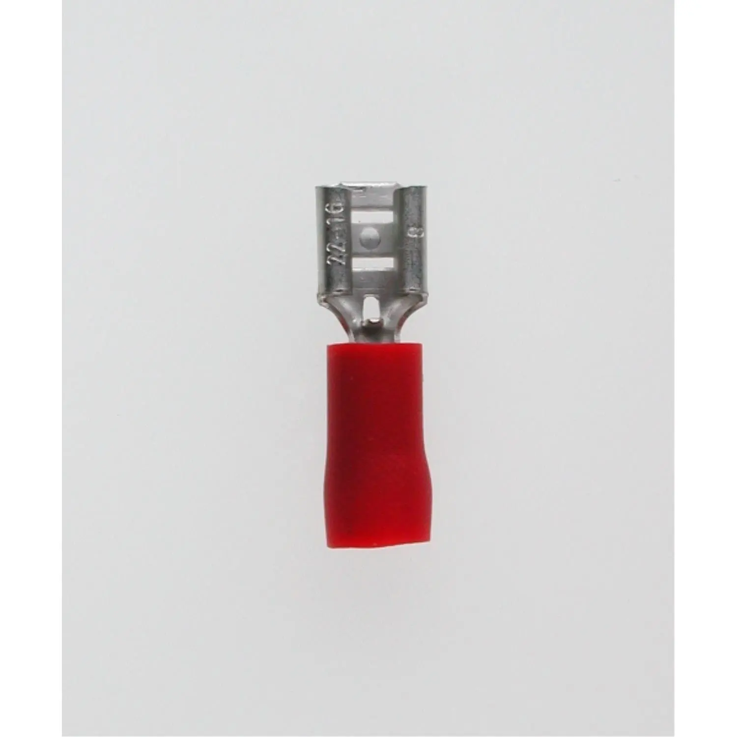 Produktfoto 1 von Flachsteckhülsen DIN 46245, Steckgröße 4,8 x 0,8mm isoliert, mit Isolationscrimp Querschnitt 0,5mm² - 1,5mm² rot
