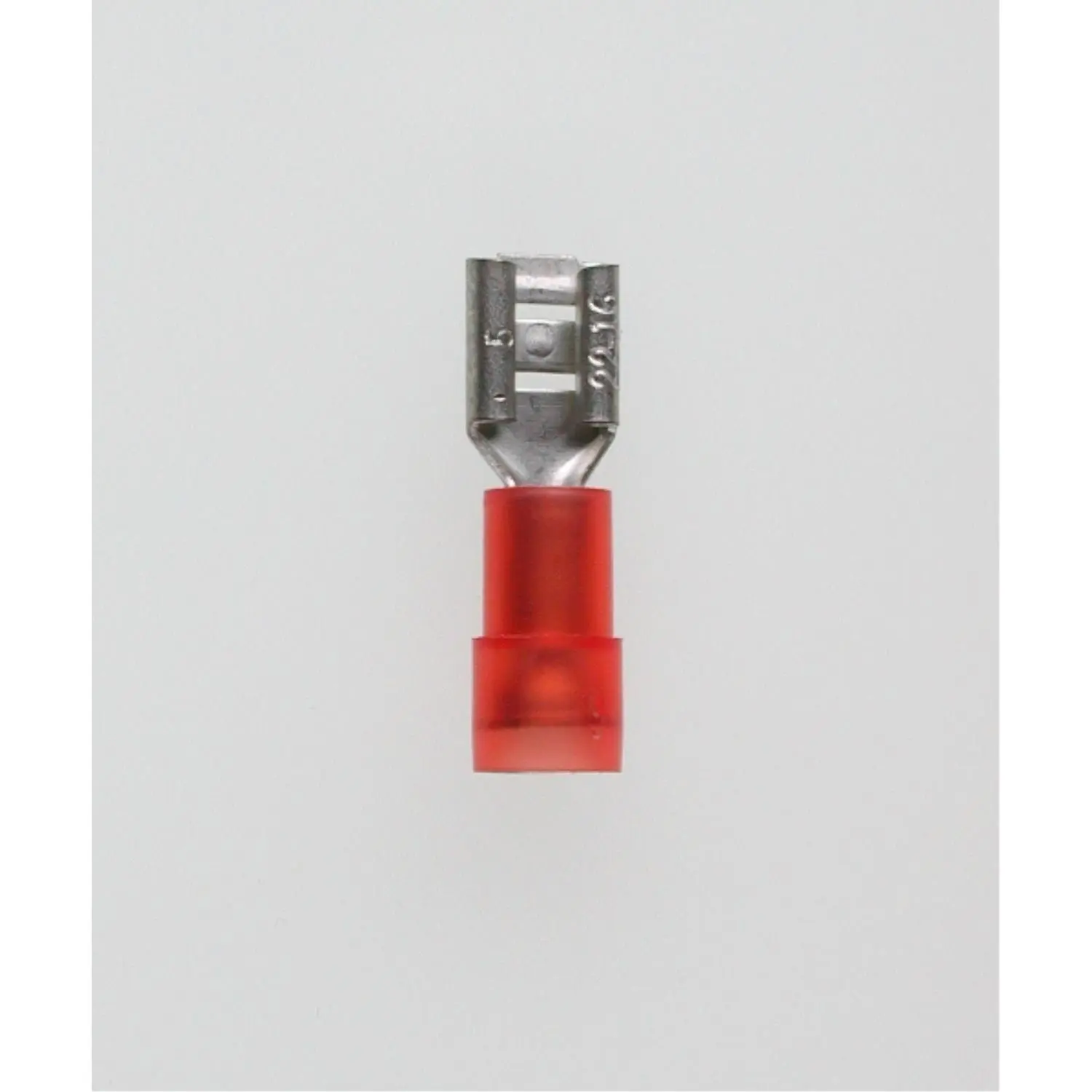 Produktfoto 1 von Flachsteckhülsen DIN 46245, Steckgröße 4,8 x 0,8mm isoliert, mit Isolationscrimp Querschnitt 0,5mm² - 1,5mm² rot, transparent