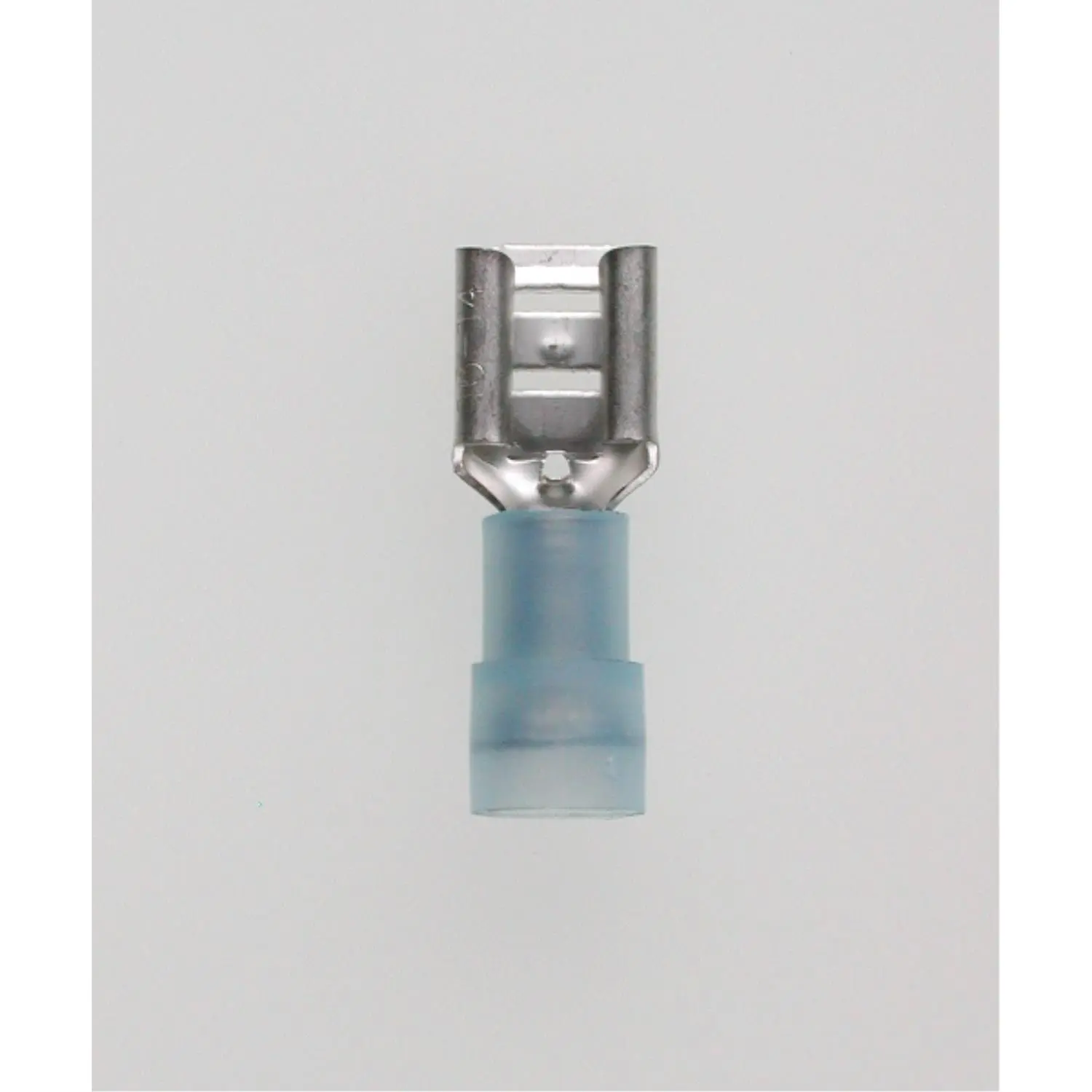 Produktfoto 1 von Flachsteckhülsen DIN 46245, Steckgröße 6,3 x 0,8mm isoliert, mit Isolationscrimp Querschnitt 1,5mm² - 2,5mm² blau, transparent