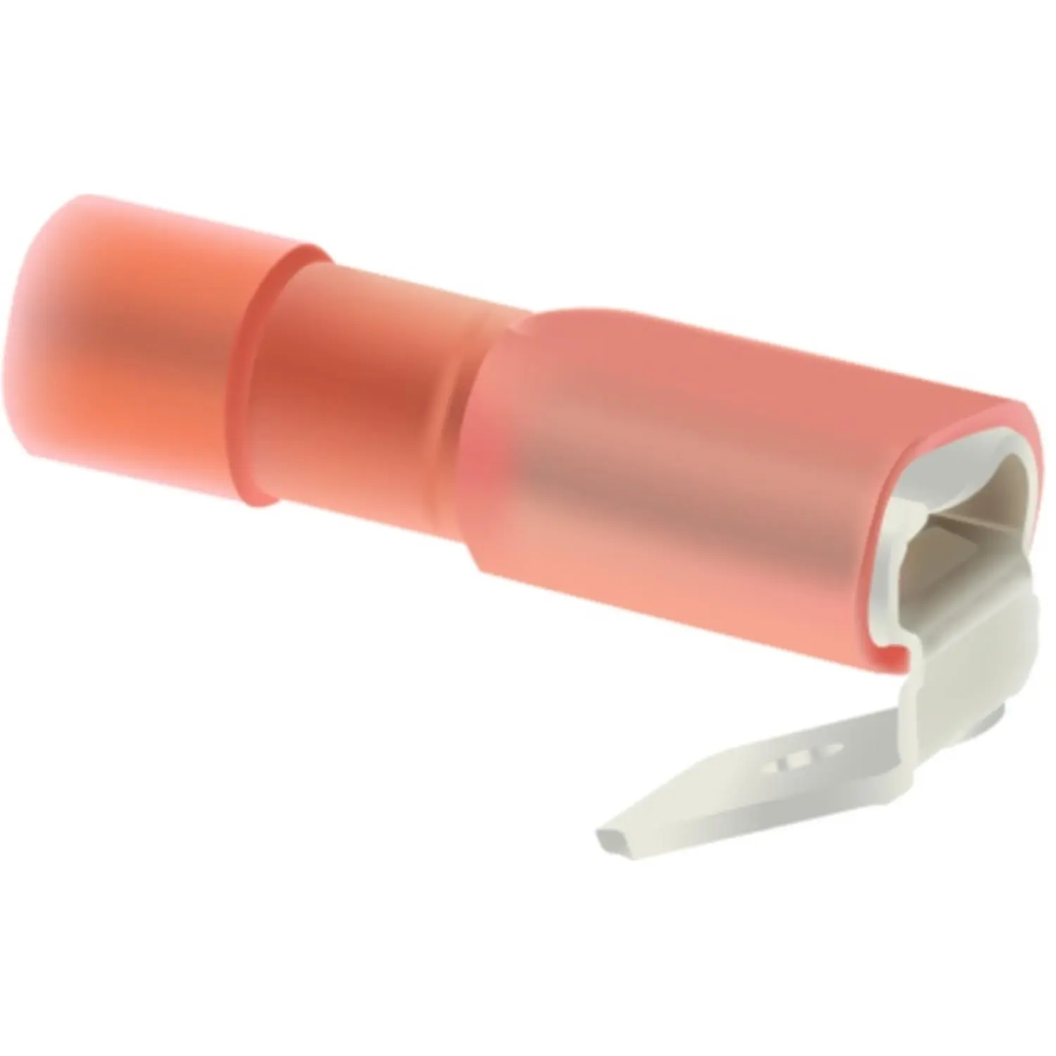 Produktfoto 1 von Flachsteckhülsen, Steckgröße 6,3 x 0,8mm vollisoliert, mit Isolationscrimp und Abzweig Querschnitt 0,5mm² - 1,5mm² rot, transparent