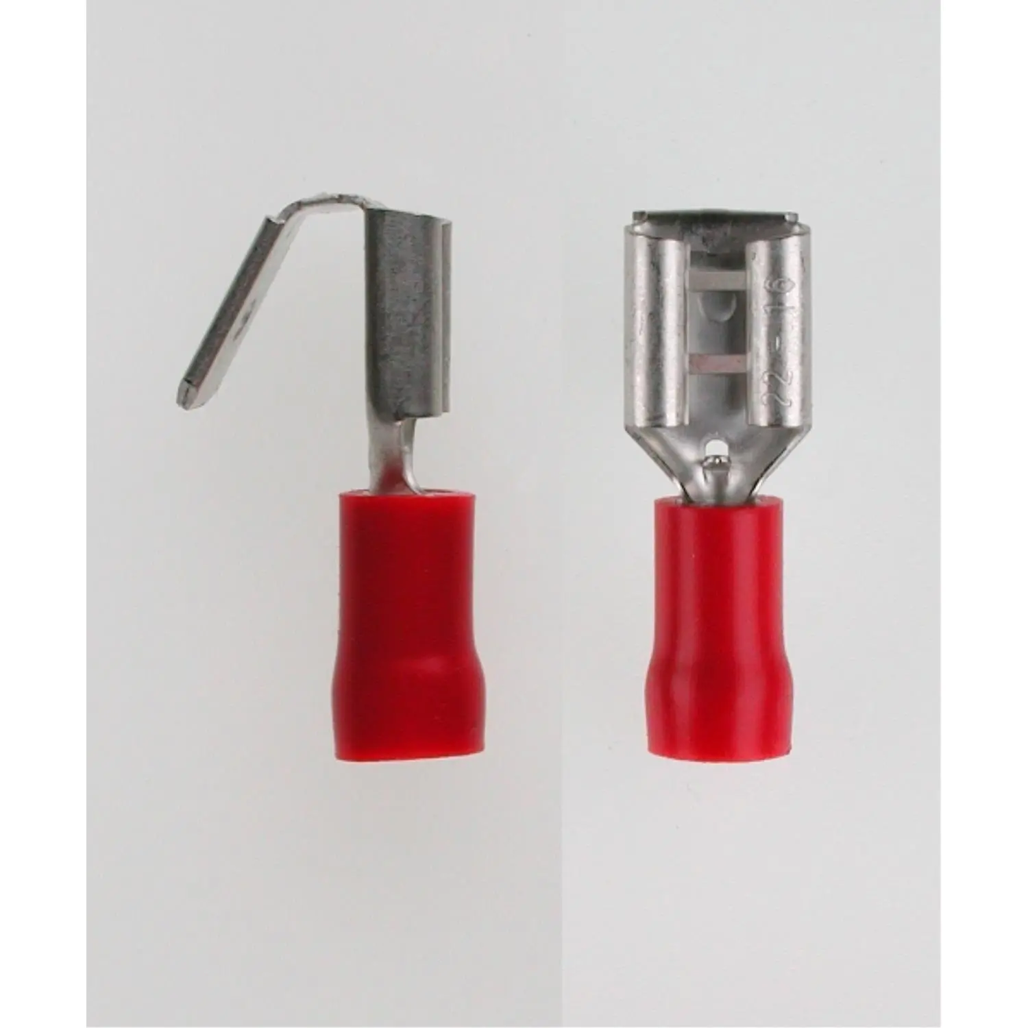 Produktfoto 1 von Flachsteckhülsen DIN 46245, Steckgröße 6,3 x 0,8mm isoliert, mit Isolationscrimp und Abzweig Querschnitt 0,5mm² - 1,5mm² rot