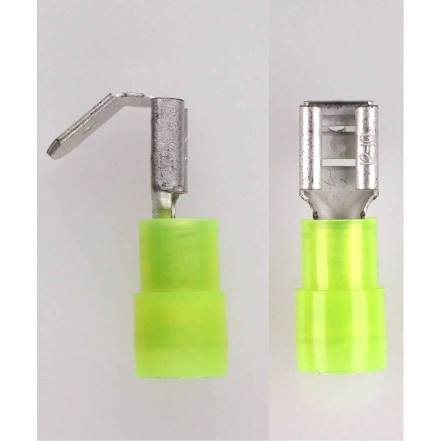 Produktfoto 1 von Flachsteckhülsen, Steckgröße 6,3 x 0,8mm isoliert, mit Isolationscrimp und Abzweig Querschnitt 4mm² - 6mm² gelb, transparent