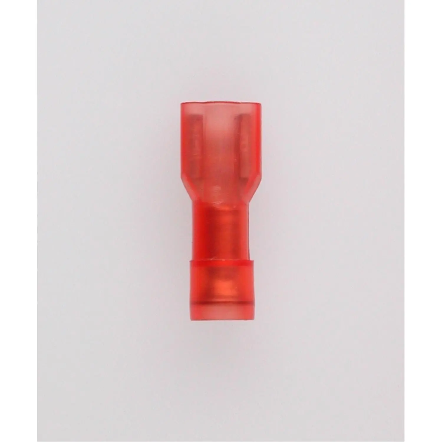 Produktfoto 1 von Flachsteckhülsen, Steckgröße 4,8 x 0,8mm vollisoliert, mit Isolationscrimp Querschnitt 0,5mm² - 1,5mm² rot, transparent