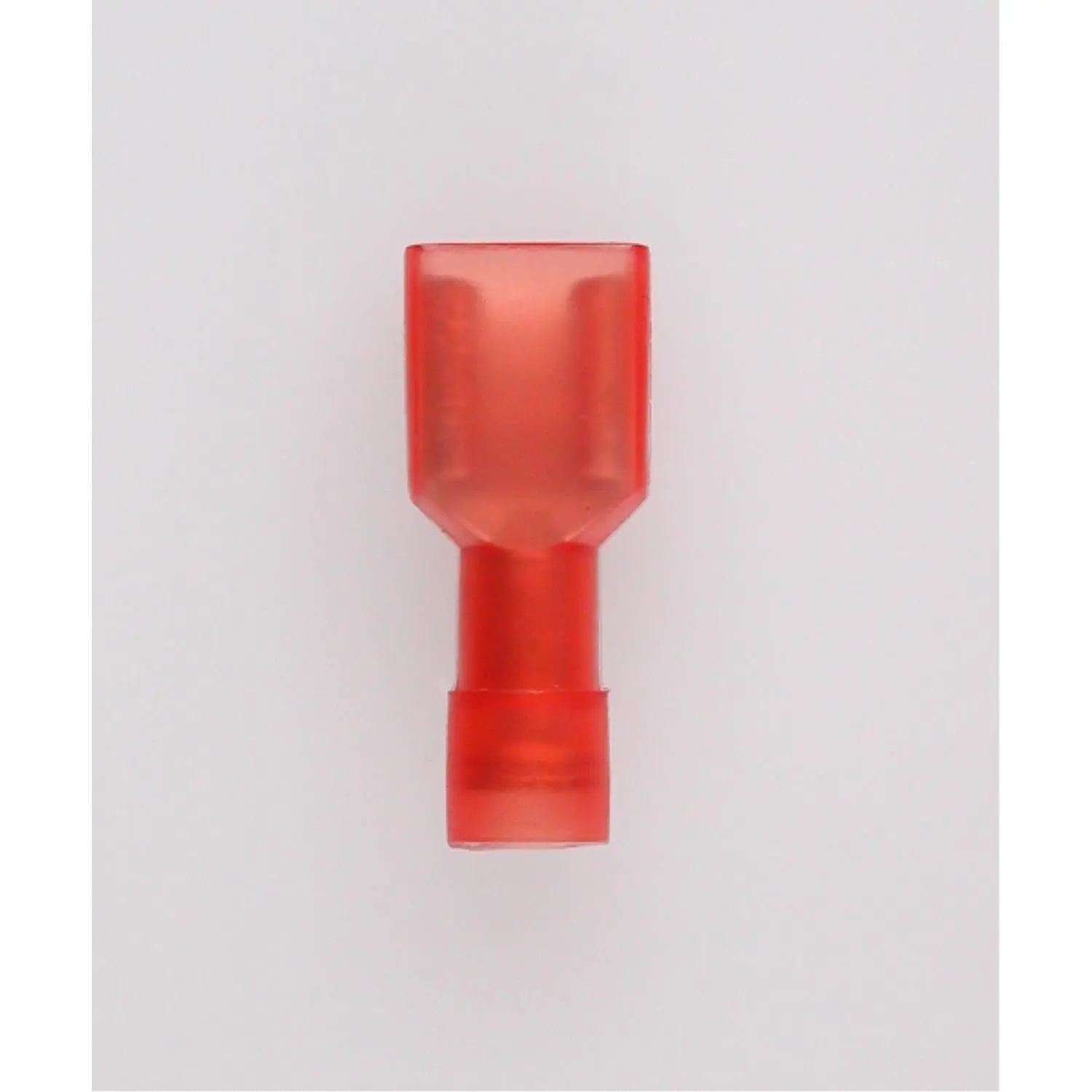Produktfoto 1 von Flachsteckhülsen, Steckgröße 6,3 x 0,8mm vollisoliert, mit Isolationscrimp Querschnitt 0,5mm² - 1,5mm² rot, transparent