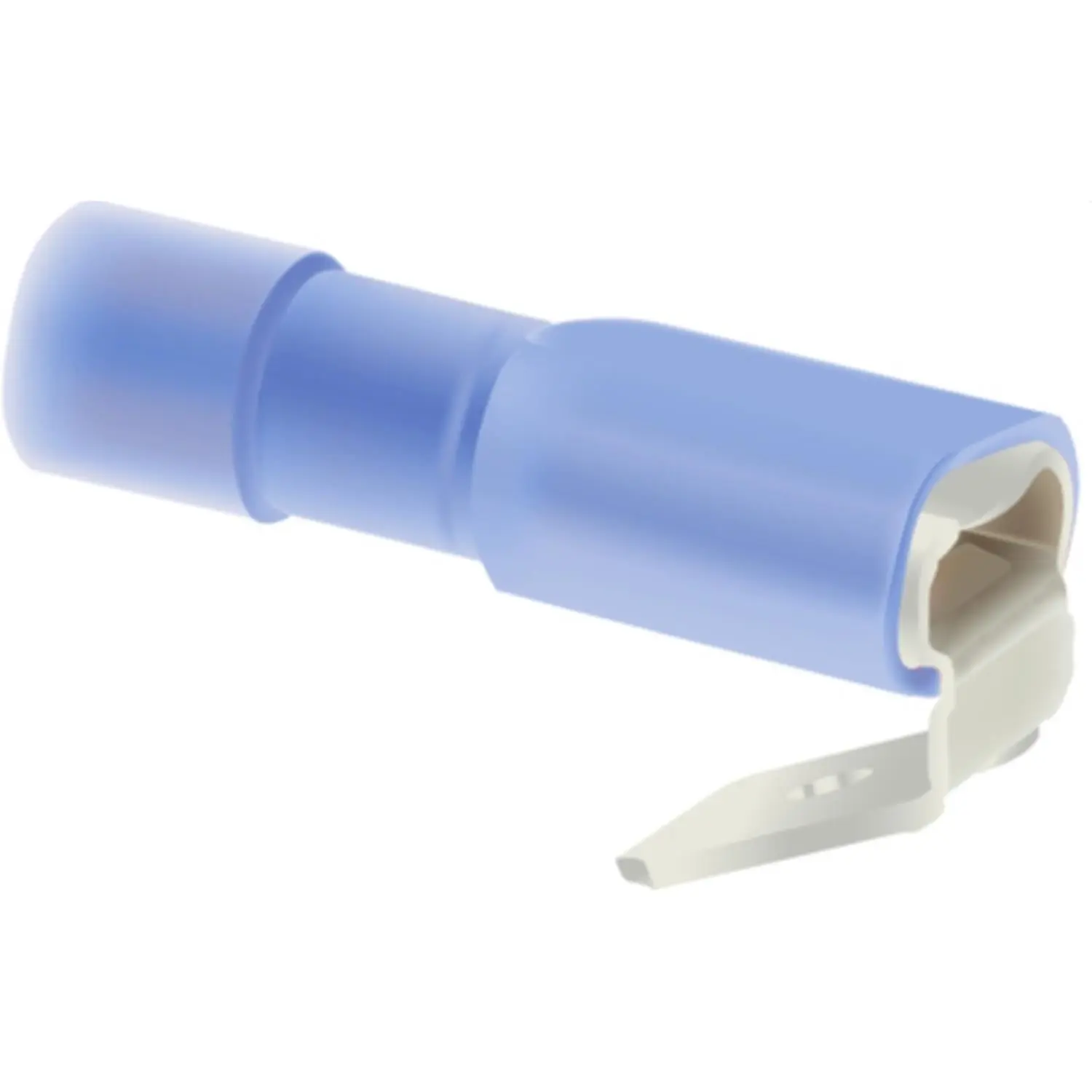 Produktfoto 1 von Flachsteckhülsen, Steckgröße 6,3 x 0,8mm vollisoliert, mit Isolationscrimp und Abzweig Querschnitt 1,5mm² - 2,5mm² blau, transparent