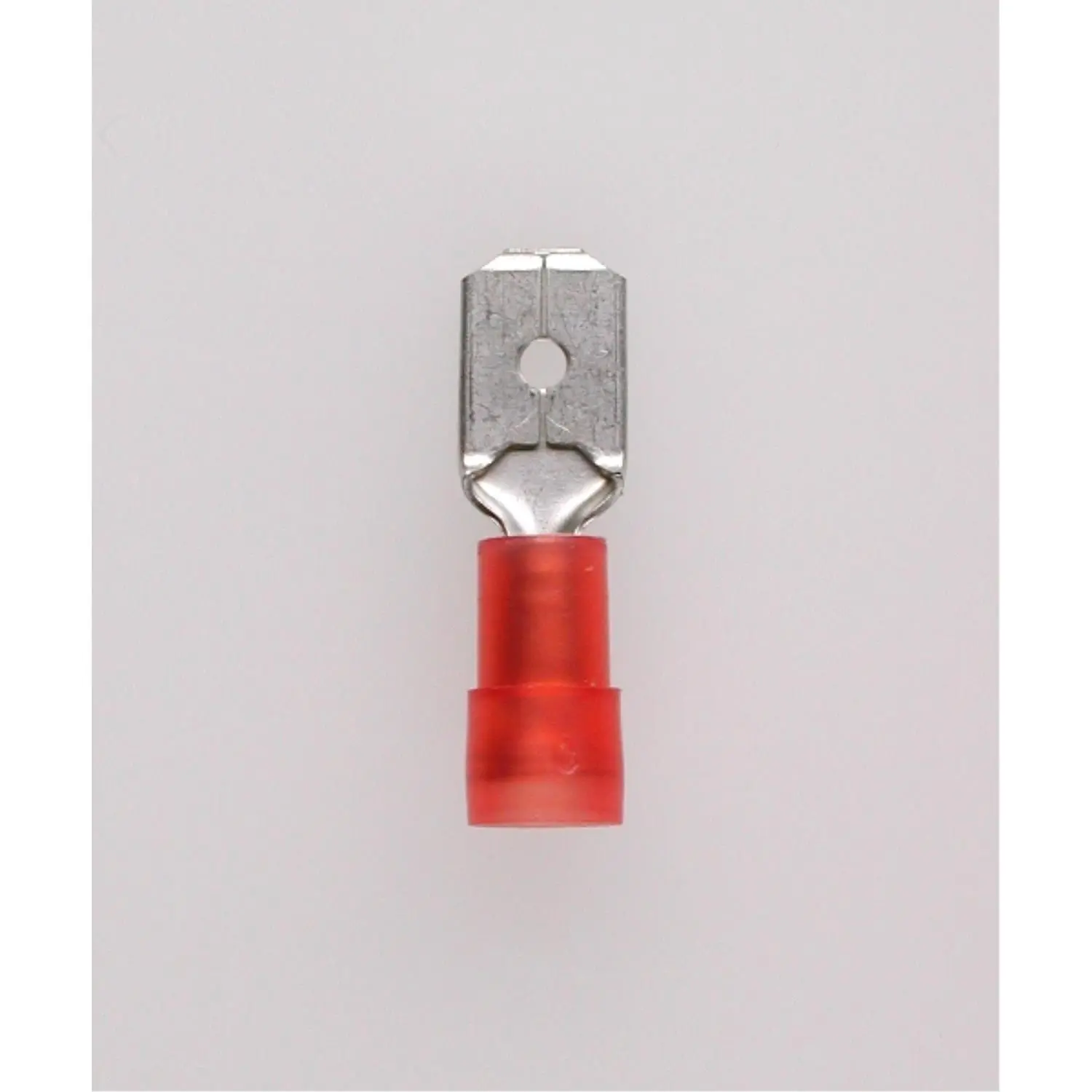 Produktfoto 1 von Flachstecker, Steckgröße 6,3 x 0,8mm isoliert, mit Isolationscrimp, ohne Rastzunge Querschnitt 0,5mm² - 1,5mm² rot, transparent