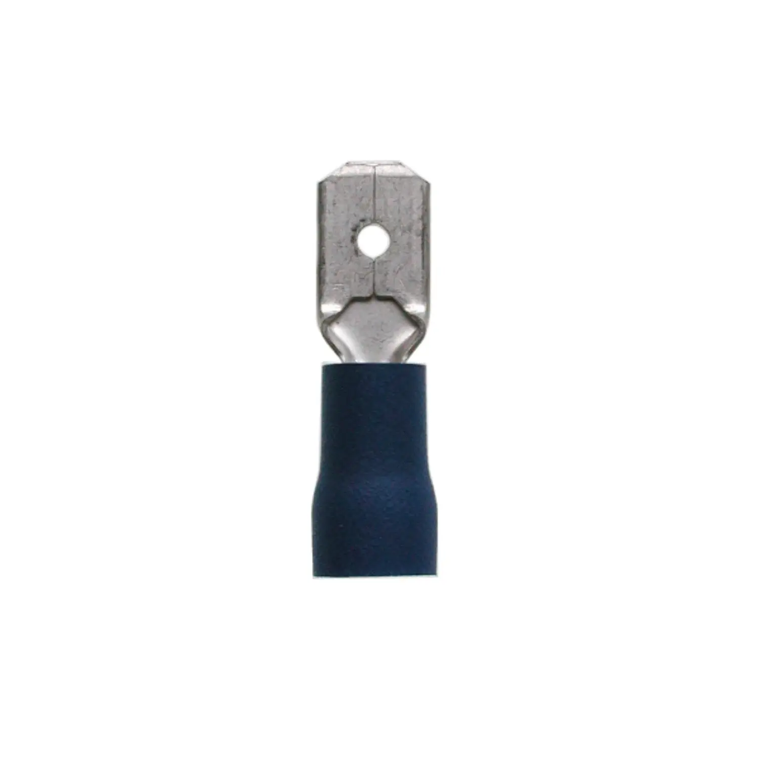 Produktfoto 1 von Flachstecker, Steckgröße 6,3 x 0,8mm isoliert, mit Isolationscrimp, ohne Rastzunge Querschnitt 1,5mm² - 2,5mm² blau