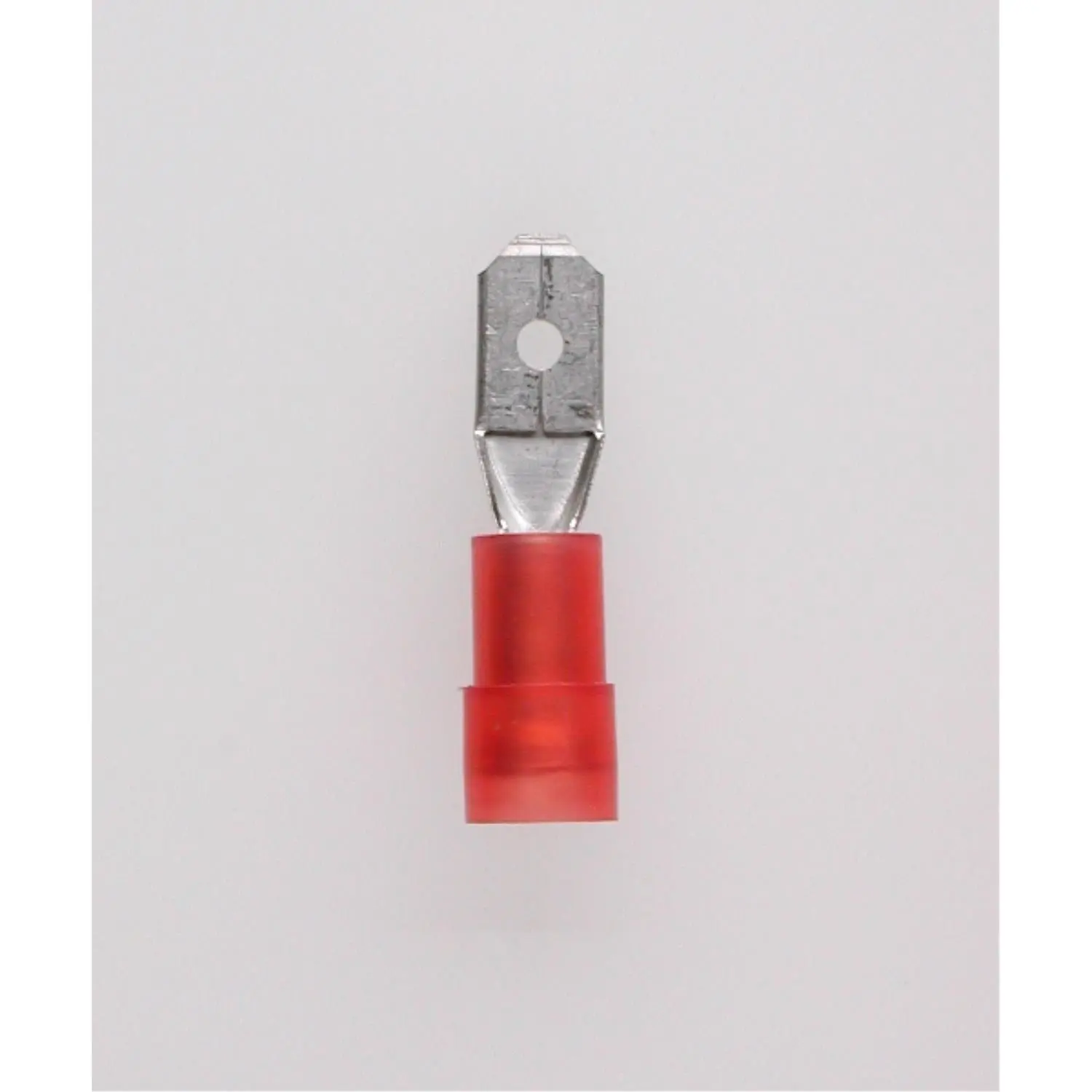 Produktfoto 1 von Flachstecker, Steckgröße 4,8 x 0,8mm isoliert, mit Isolationscrimp, ohne Rastzunge Querschnitt 0,5mm² - 1,5mm² rot, transparent