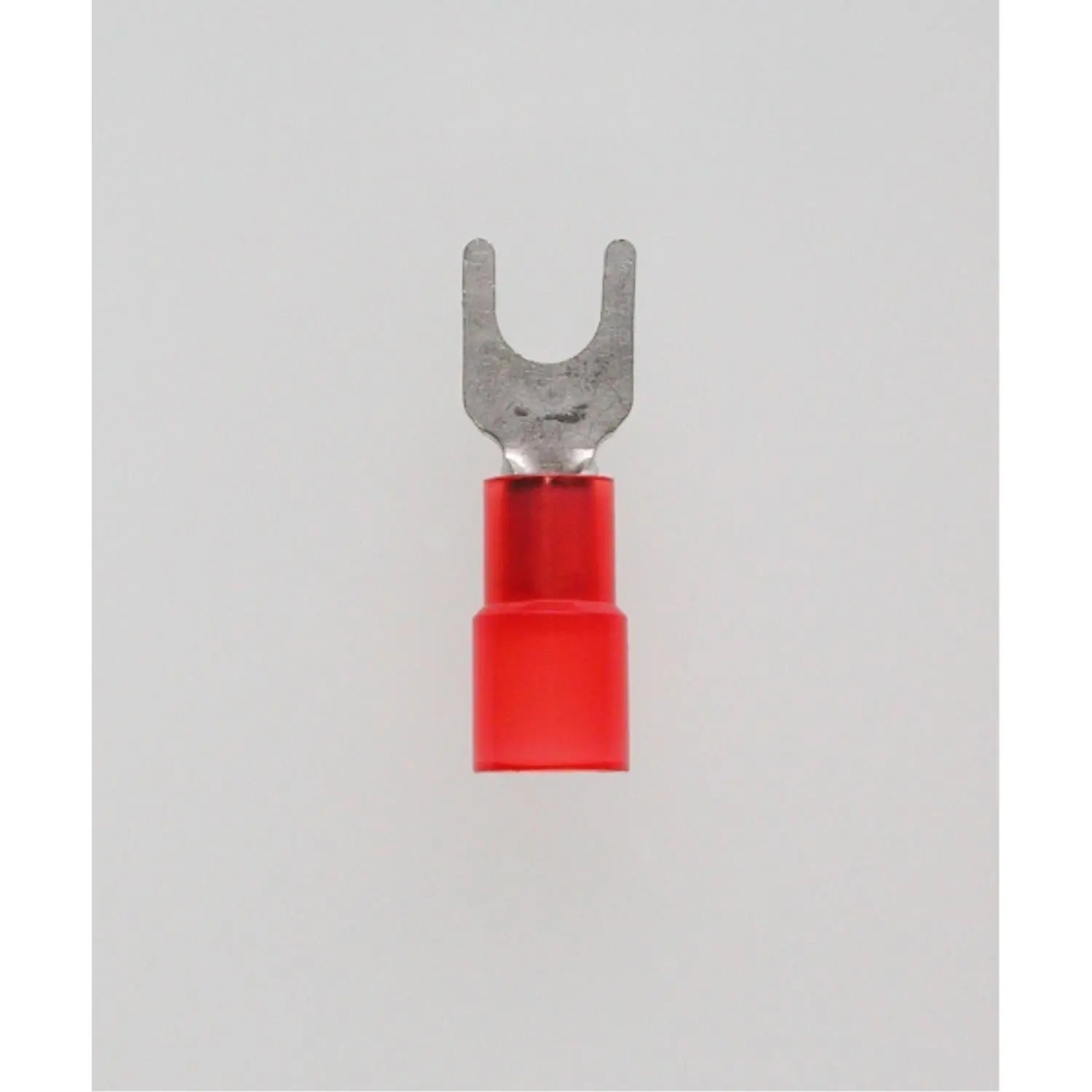 Produktfoto 1 von Quetschkabelschuh DIN 46237 isoliert, Gabelform Querschnitt 0,5mm² - 1,5mm² rot, transparent