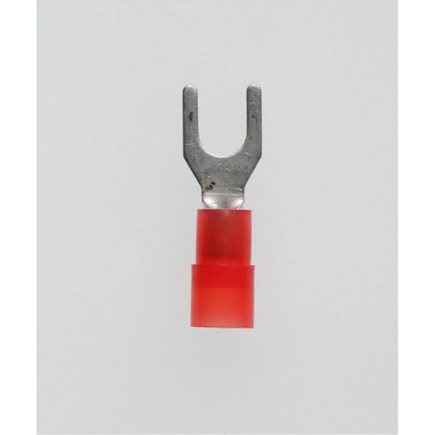 Produktfoto 1 von Quetschkabelschuh DIN 46237 isoliert, Gabelform Querschnitt 0,5mm² - 1,5mm² rot, transparent