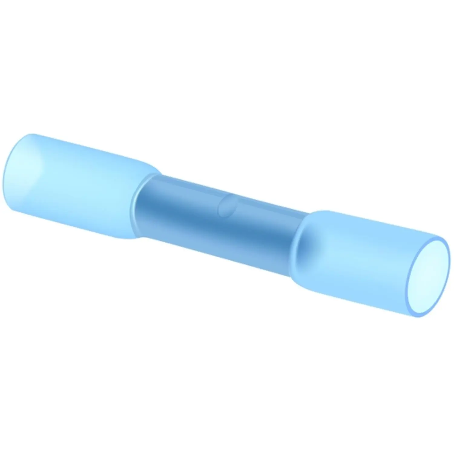 Produktfoto 1 von Stoßverbinder mit Schrumpfschlauch isoliert, Farbe Kodierung DIN Querschnitt 1,5mm² - 2,5mm² blau, transparent