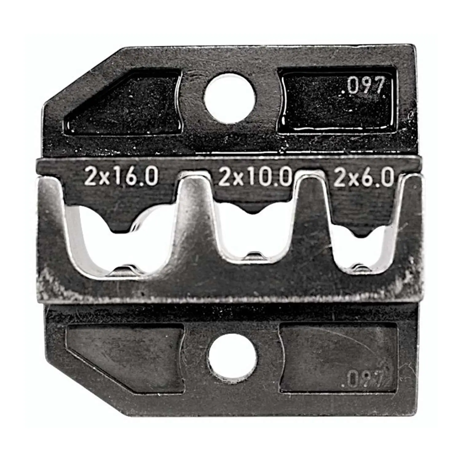 Produktfoto 1 von 624 097 3 0 Rennsteig Werkzeuge GmbH Crimpeinsatz für isolierte Twin-Aderendhülsen Querschnitt 2x6mm² - 2x16mm²