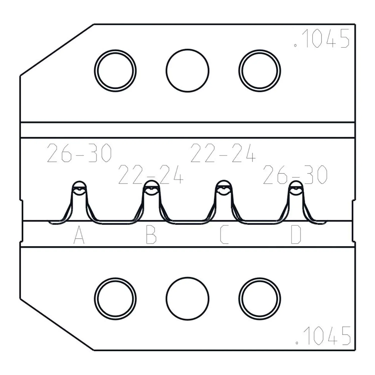 Produktfoto 1 von 624 1045 3 0 Rennsteig Werkzeuge GmbH Crimpeinsatz für Molex - 2.54mm KK Querschnitt AWG30 - AWG22