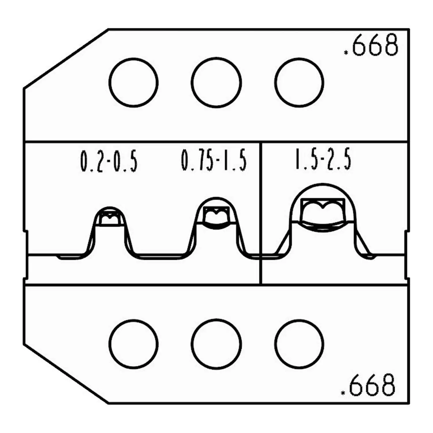Produktfoto 1 von 624 722 3 0 Rennsteig Werkzeuge GmbH Crimpeinsatz für Tyco MCP 2.8 mm, Sensor Flat Contact 2.8 mm Querschnitt 0,5mm² - 0,5mm²/0,75mm²/1mm²
