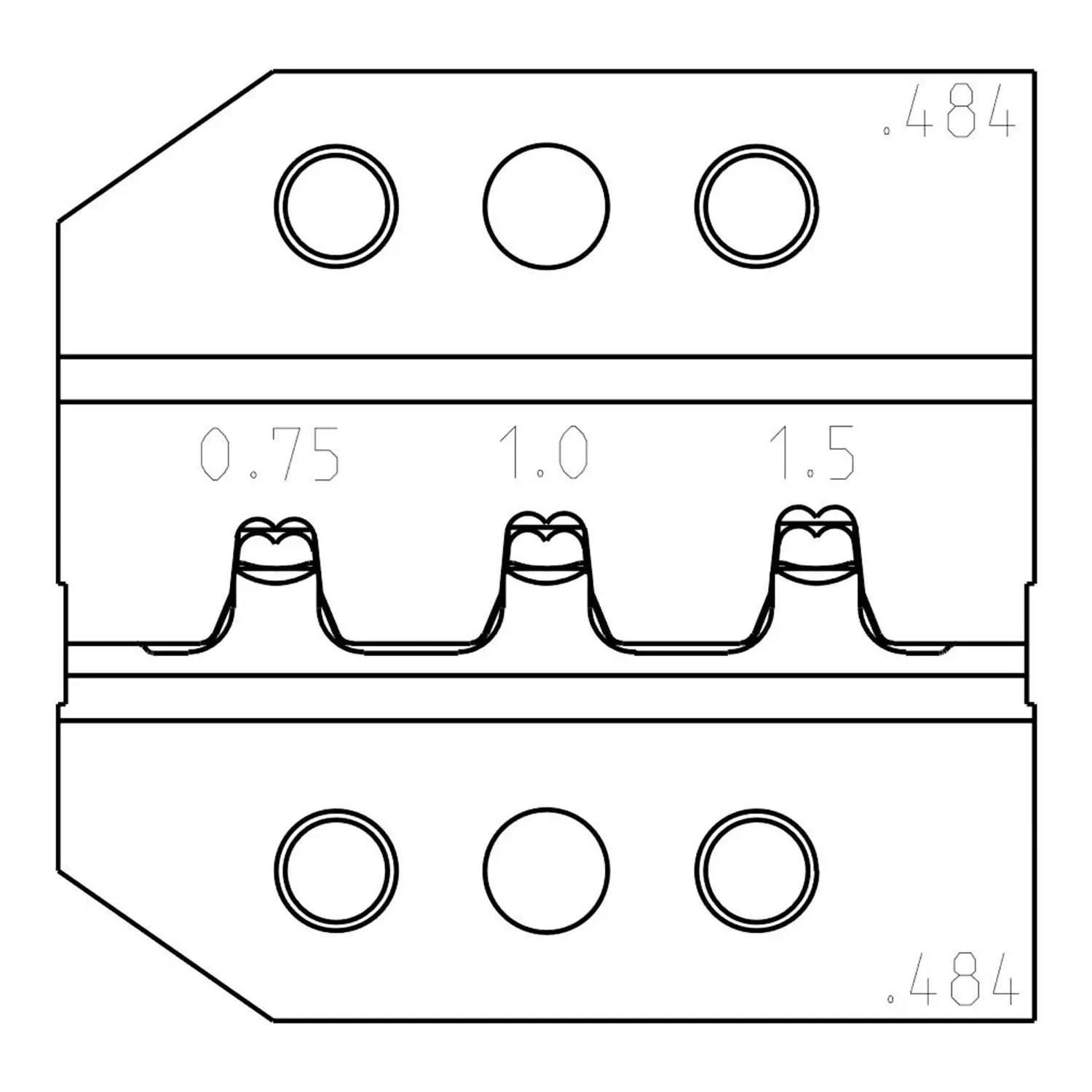 Produktfoto 1 von 624 484 3 0 Rennsteig Werkzeuge GmbH Crimpeinsatz für ITT Cannon - Trident Signal Contact Querschnitt 0,75mm² - 0,75mm²/1mm²/1,5mm²