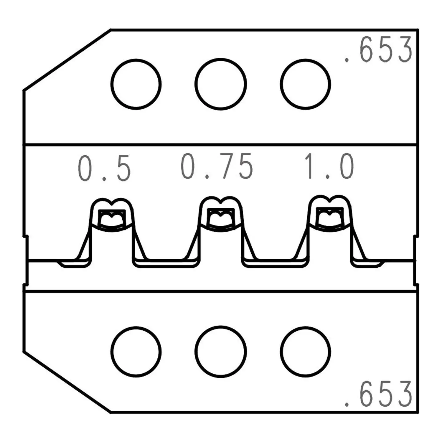 Produktfoto 1 von 624 653 3 0 Rennsteig Werkzeuge GmbH Crimpeinsatz für Tyco fast-in, fast-on - 6.3 Querschnitt 0,5mm² - 0,5mm²/0,75mm²/1mm²