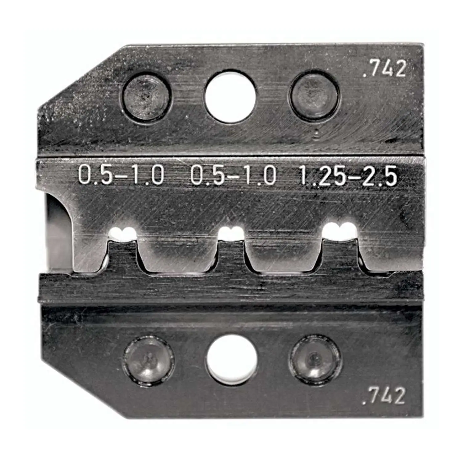 Produktfoto 1 von 624 742 3 0 Rennsteig Werkzeuge GmbH Crimpeinsatz für Flachstecker gerade und 90° seitlich nach rechts Querschnitt 0,5mm² - 2,5mm²