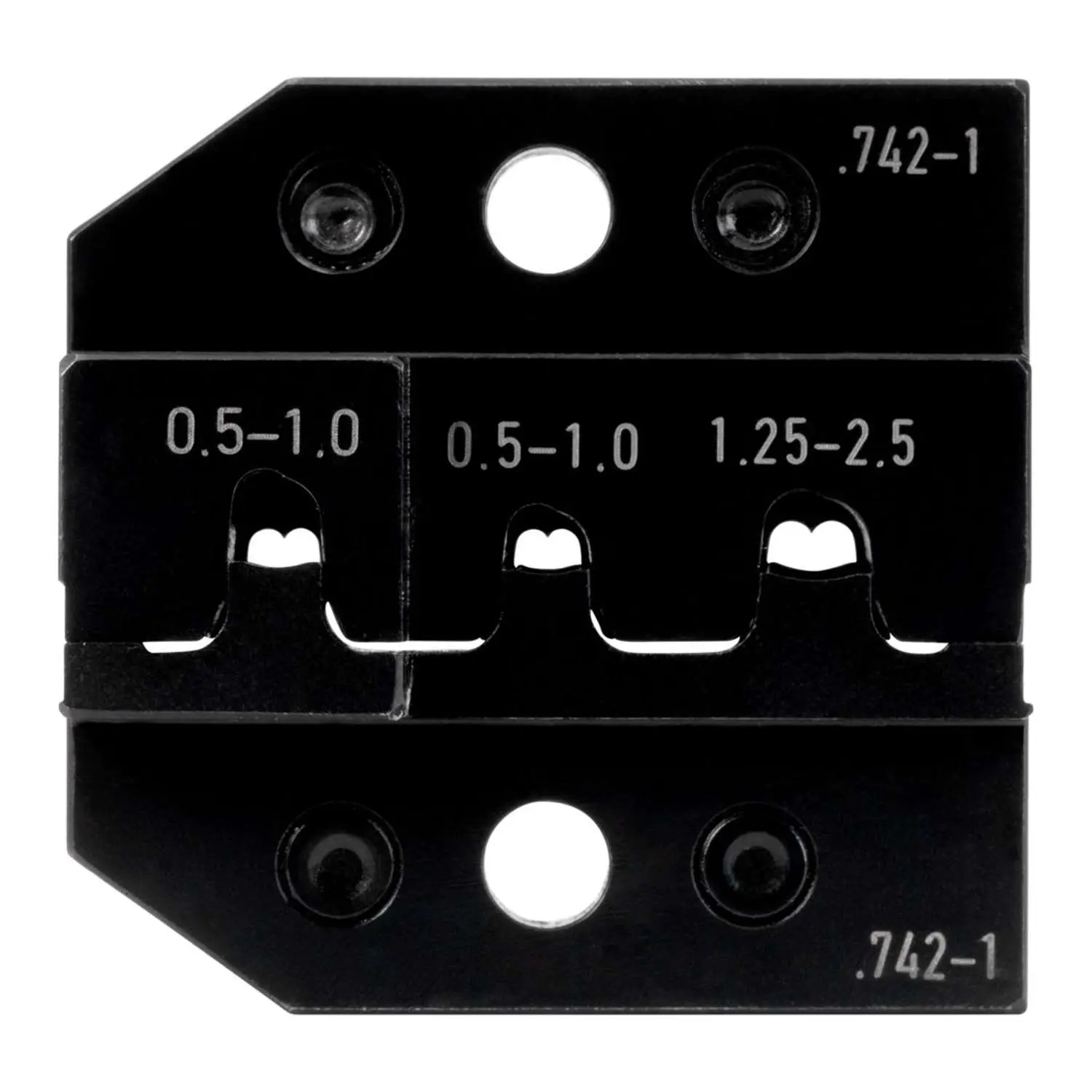 Produktfoto 1 von 624 742-1 3 0 Rennsteig Werkzeuge GmbH Crimpeinsatz für Flachstecker gerade und 90° seitlich nach links Querschnitt 0,5mm² - 2,5mm²