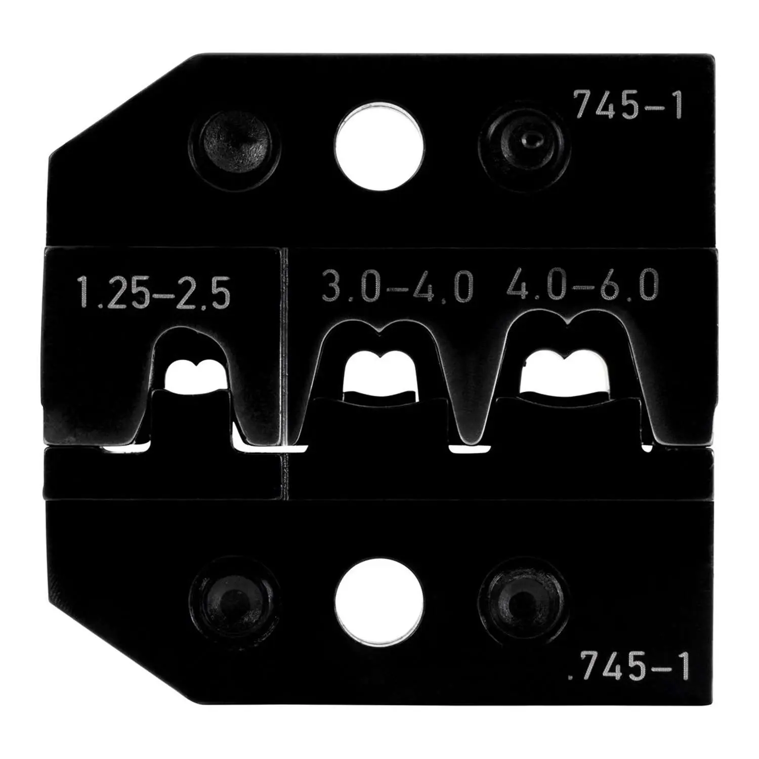 Produktfoto 1 von 624 745-1 3 0 Rennsteig Werkzeuge GmbH Crimpeinsatz für Flachstecker gerade und 90° seitlich nach links Querschnitt 1,25mm² - 6mm²
