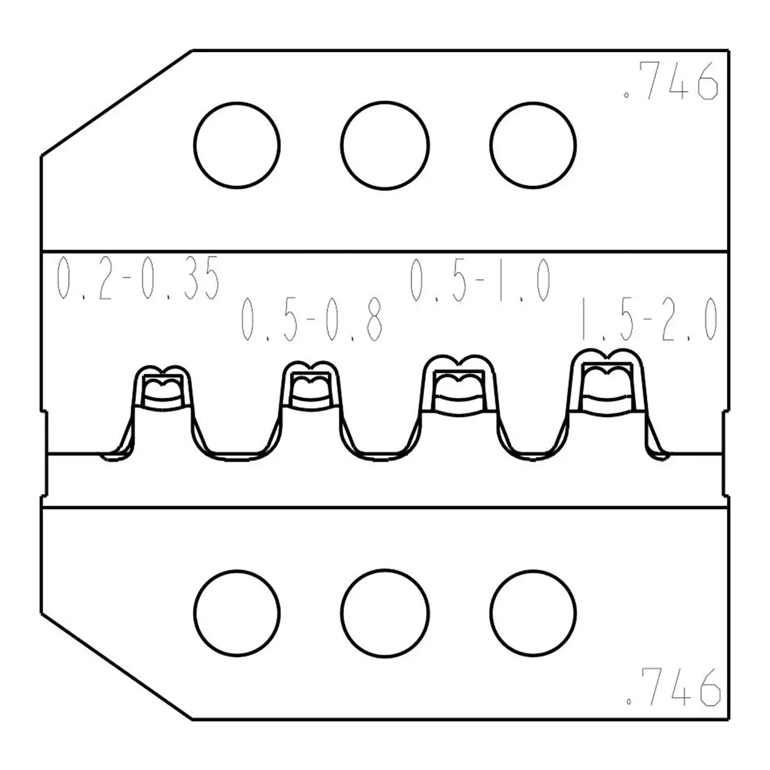 Produktfoto 1 von 624 746 3 0 Rennsteig Werkzeuge GmbH Crimpeinsatz für Tyco Electronics + Universal-Mate-N-Lok Querschnitt 0,2mm² - 2mm²