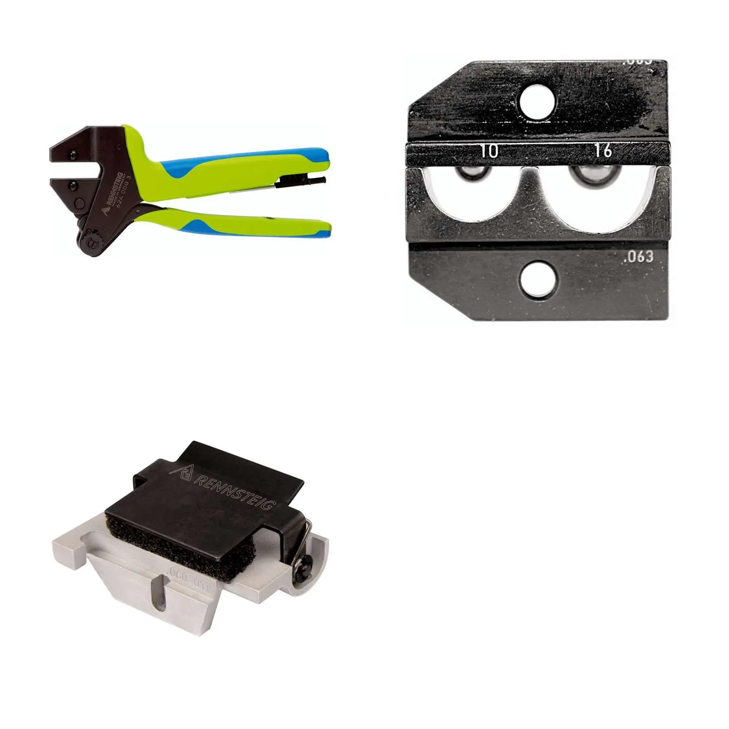 Produktfoto 1 von 624 063 3 0 K2 Rennsteig Werkzeuge GmbH Crimpzange PEW12 für isolierte Verbinder und Kabelschuhe inkl. Crimpeinsätze und Kontaktaufnahme