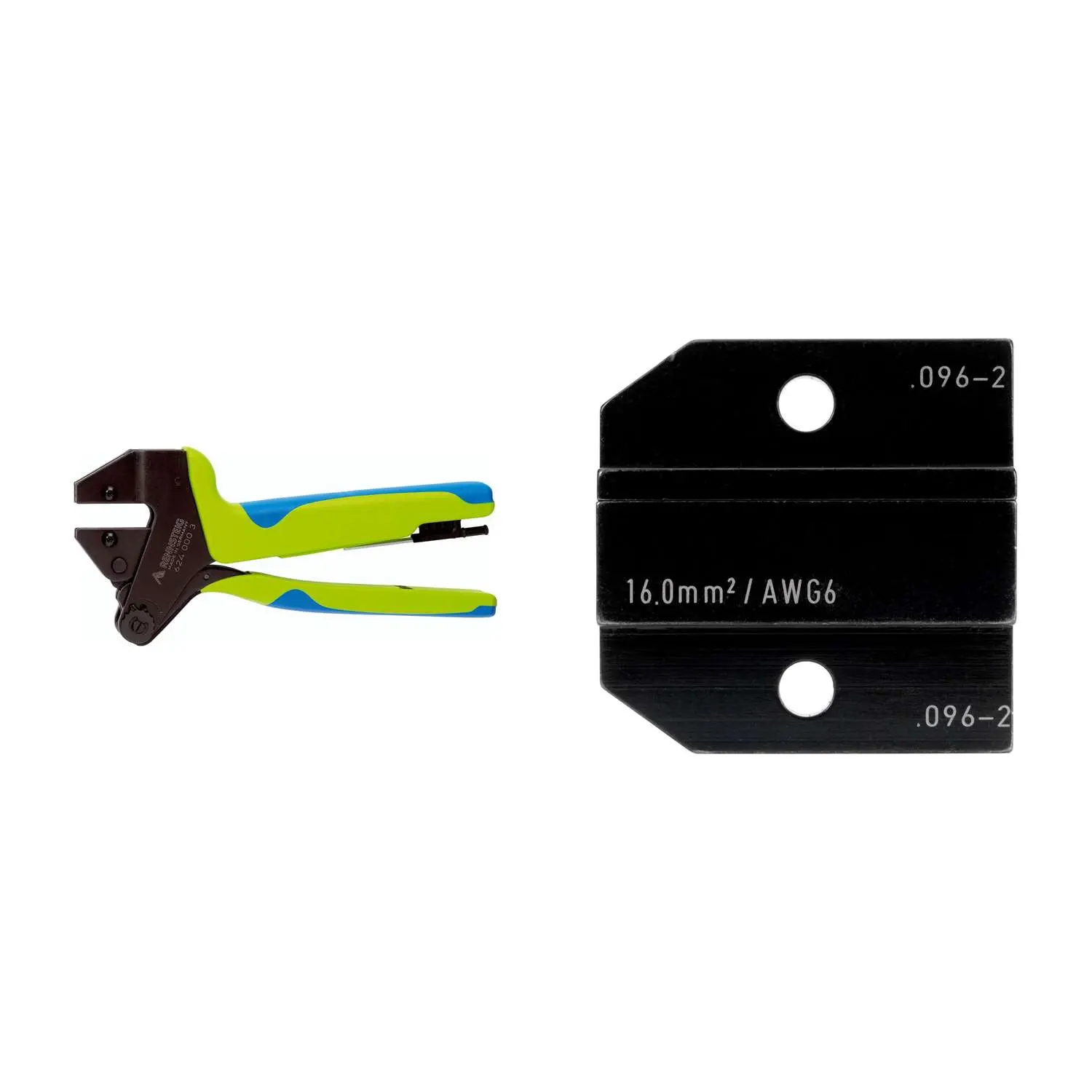 Produktfoto 1 von 624 096-2 3 0 K1 Rennsteig Werkzeuge GmbH Crimpzange PEW12 für isolierte / unisolierte Aderendhülsen inkl. Crimpeinsätze Pressbreite 32,0mm, Fronteinführung