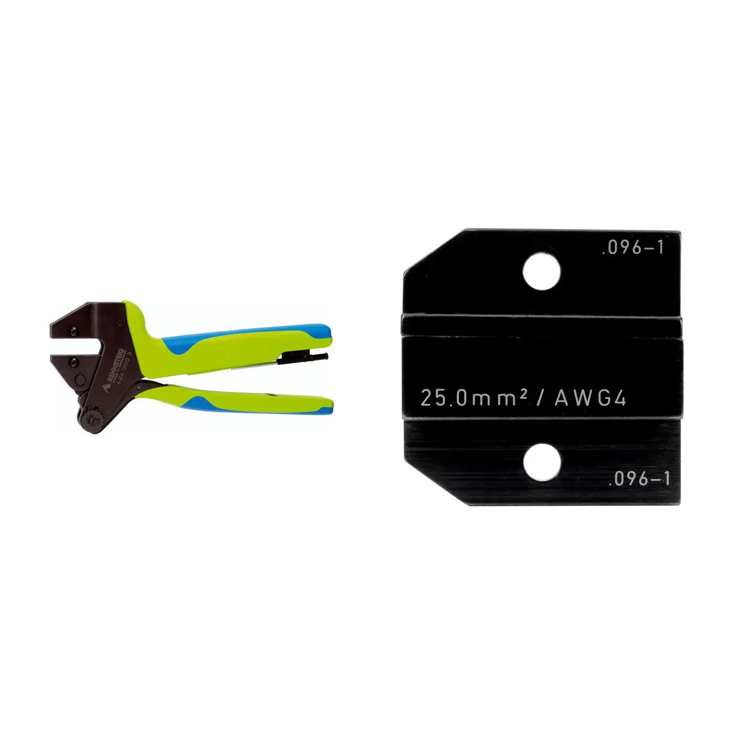 Produktfoto 1 von 624 096-1 3 0 K1 Rennsteig Werkzeuge GmbH Crimpzange PEW12 für isolierte / unisolierte Aderendhülsen inkl. Crimpeinsätze Pressbreite 32,0mm, Fronteinführung