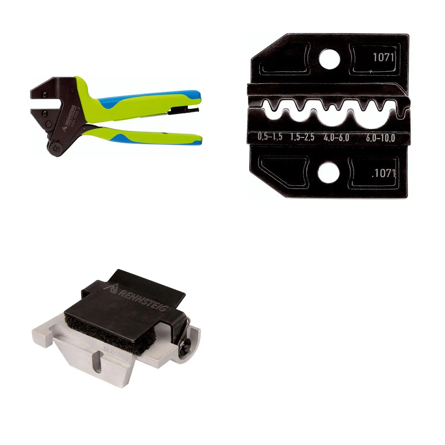 Produktfoto 1 von 624 1071 3 0 K2 Rennsteig Werkzeuge GmbH Crimpzange PEW12 für unisolierte Verbinder und Kabelschuhe inkl. Crimpeinsätze und Kontaktaufnahme