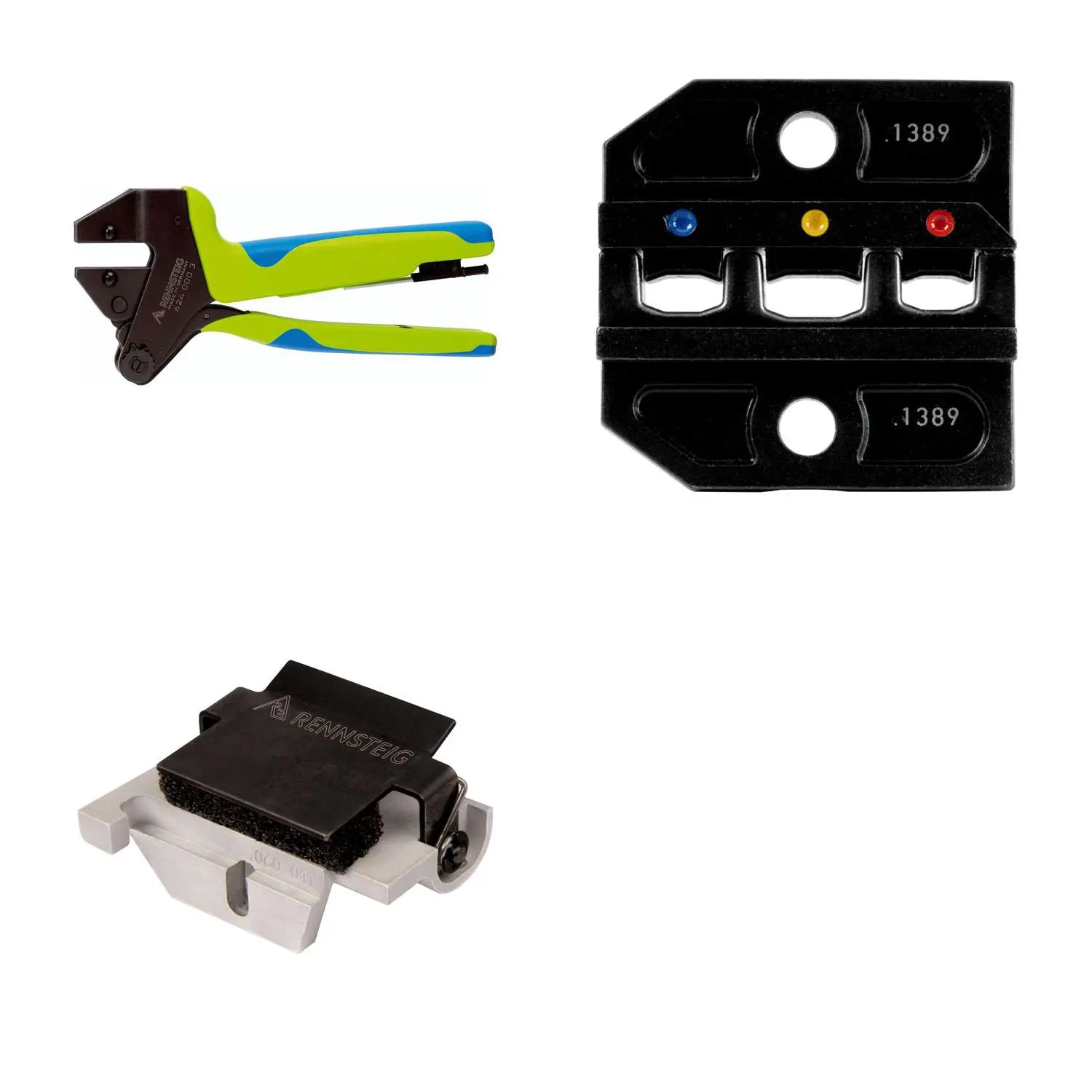 Produktfoto 1 von 624 1389 3 0 K2 Rennsteig Werkzeuge GmbH Crimpzange PEW12 für isolierte Verbinder, Schrumpfschlauchverbinder und Kabelschuh inkl. Crimpeinsätze und Kontaktaufnahme