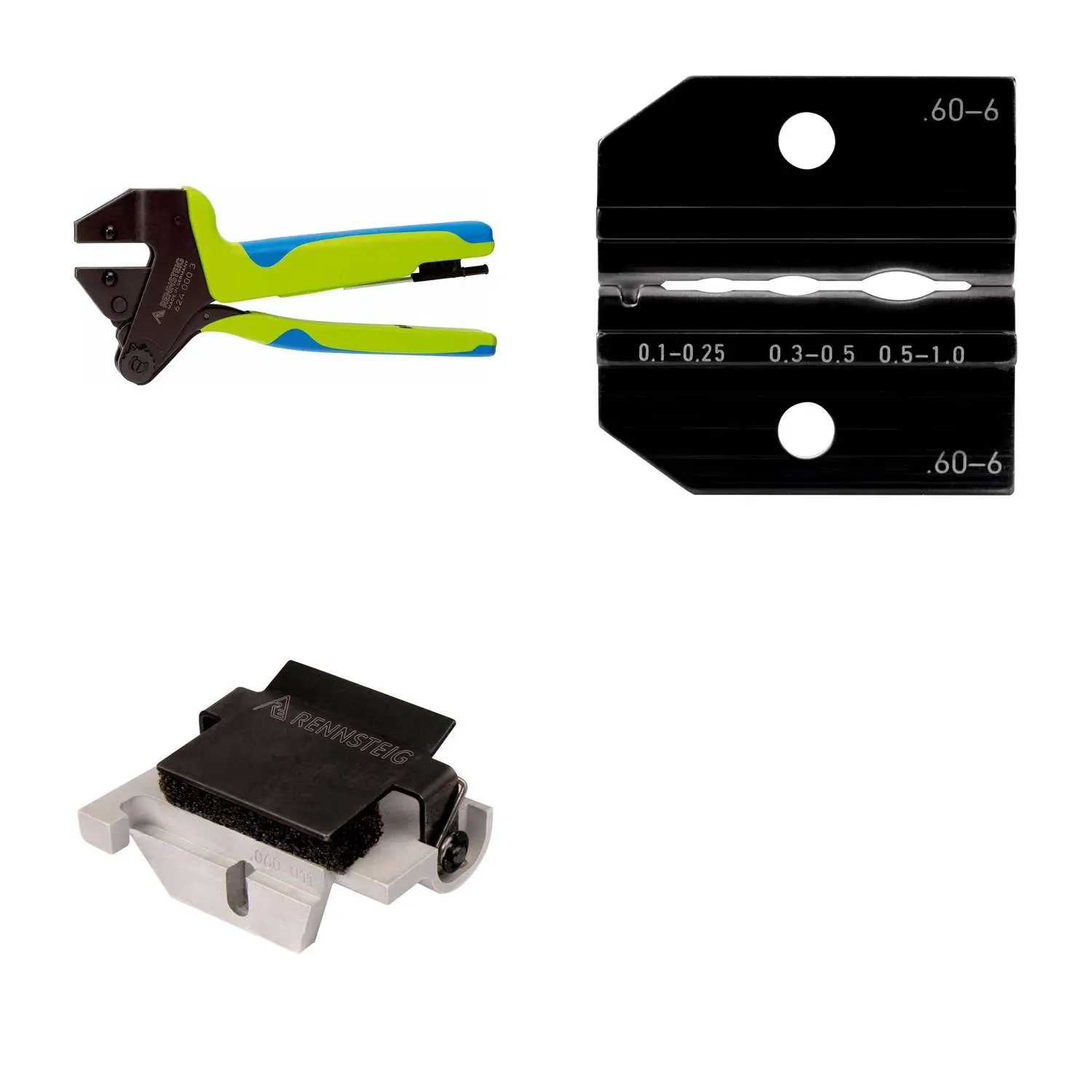 Produktfoto 1 von 624 060-6 3 0 K2 Rennsteig Werkzeuge GmbH Crimpzange PEW12 für isolierte Verbinder, Schrumpfschlauchverbinder und Kabelschuh inkl. Crimpeinsätze und Kontaktaufnahme