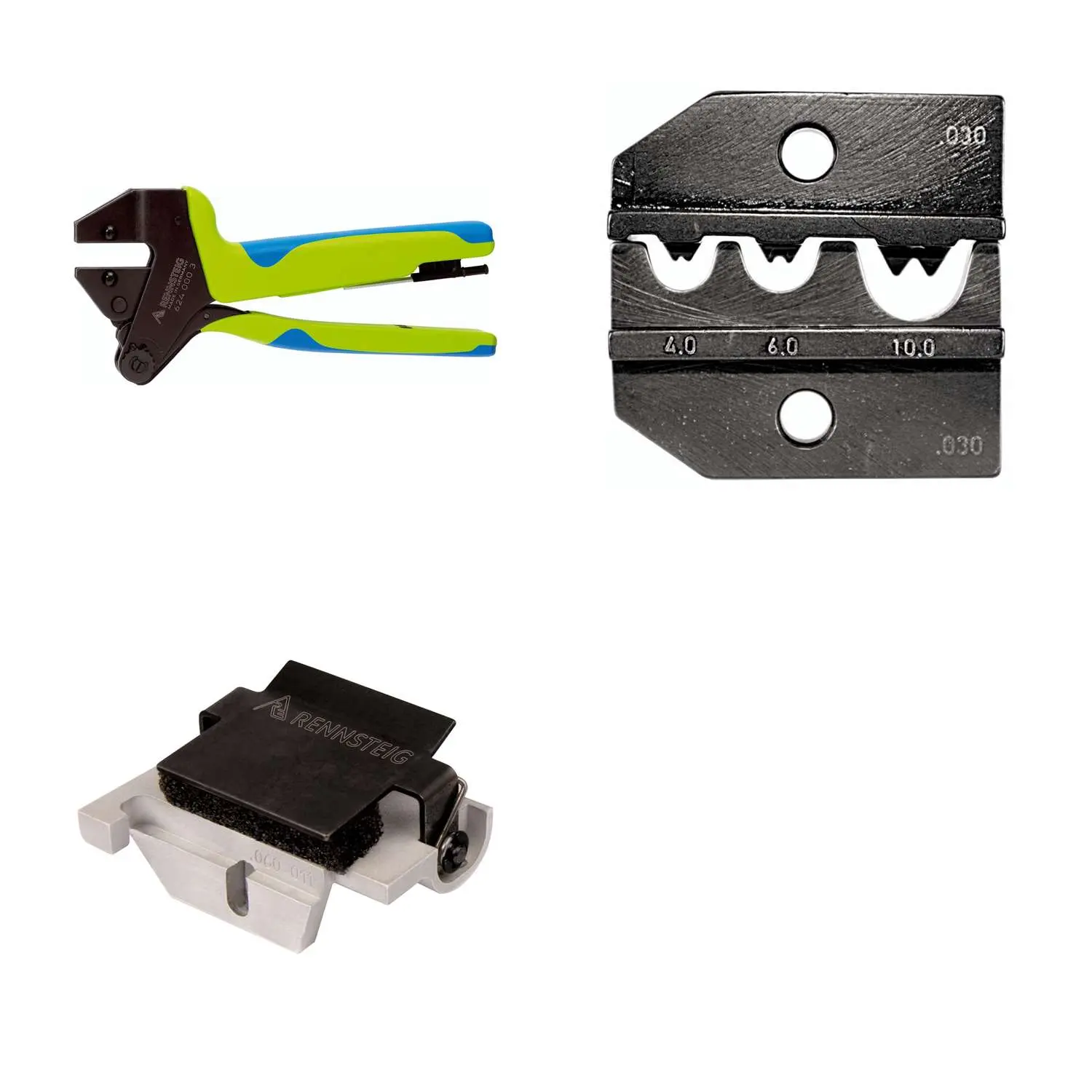 Produktfoto 1 von 624 030 3 0 K2 Rennsteig Werkzeuge GmbH Crimpzange PEW12 für unisolierte Verbinder und Kabelschuhe inkl. Crimpeinsätze und Kontaktaufnahme