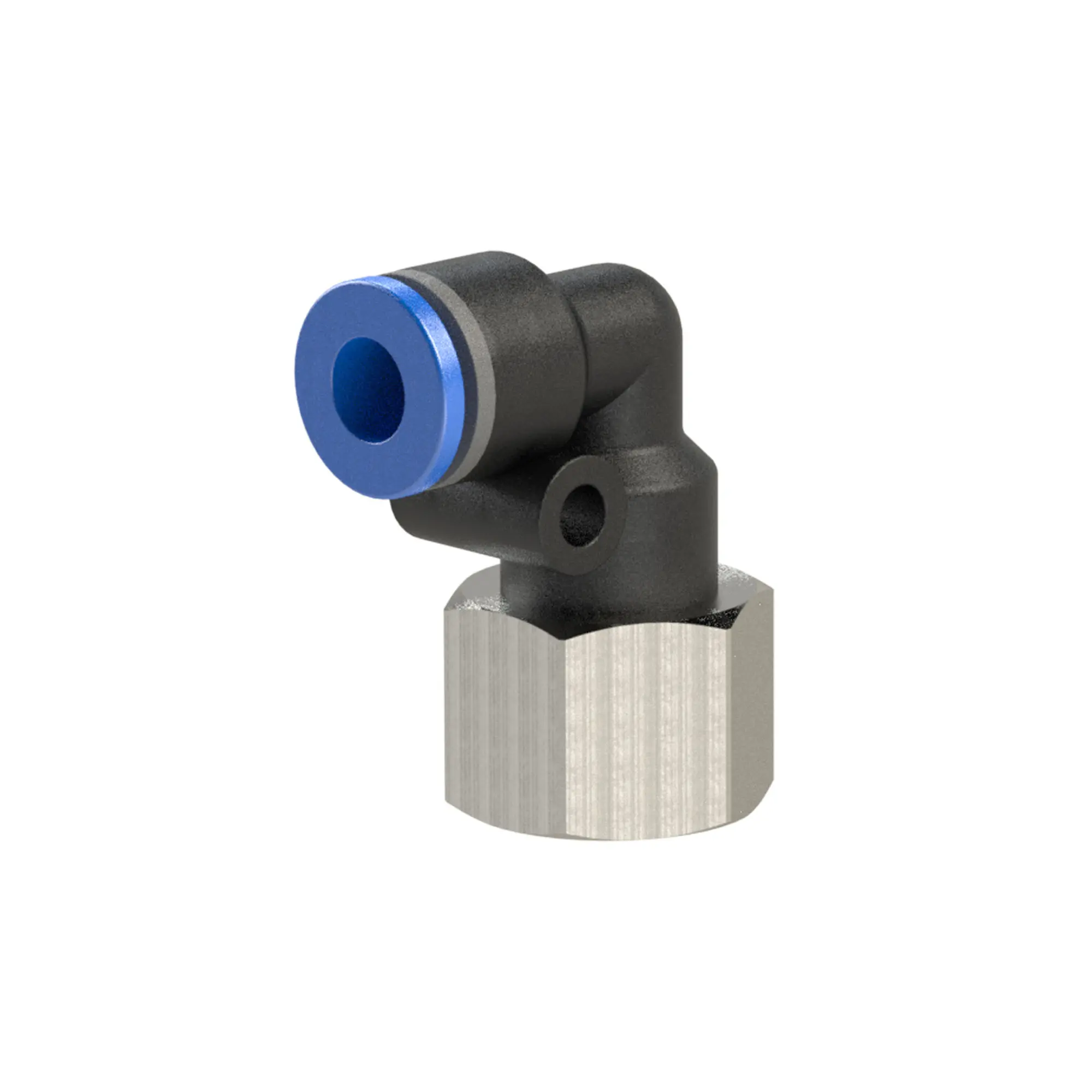 Produktfoto 1 von L-Steckverschraubung »Blaue Serie«, drehbar, M5 innen, Ø 4 mm 168.005-4