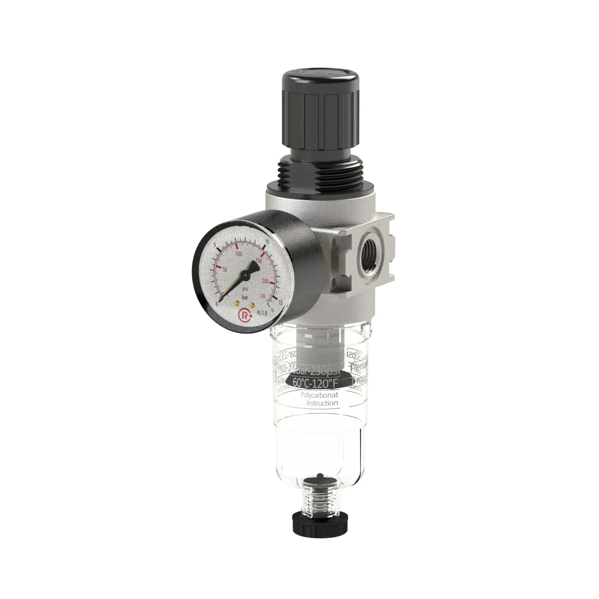 Filterregler »multifix-mini«, mit PC-Behälter, G 1/8, 0,1 - 3 bar C 05-K 3-HA