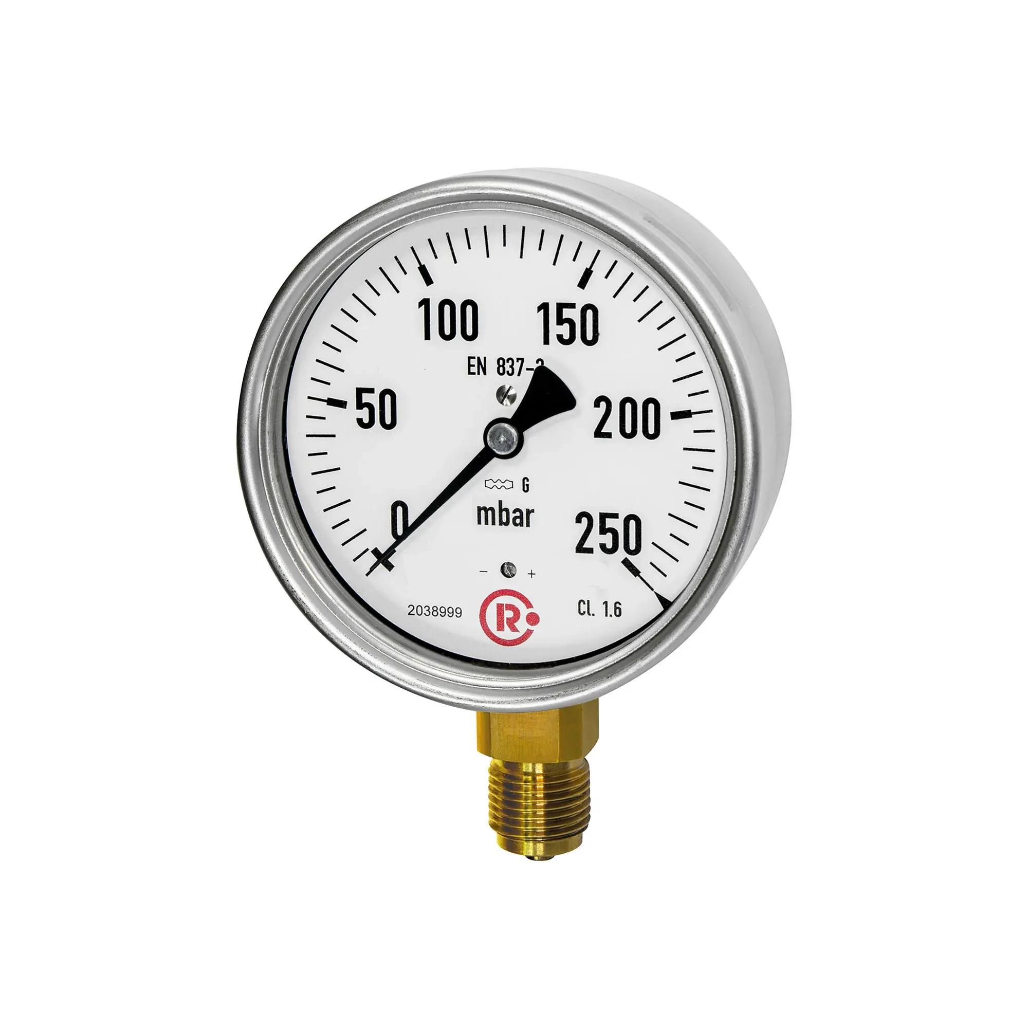 Kapselfedermanometer, G 1/2 radial unten, -100 / 0 mbar, Ø 100 6802-R