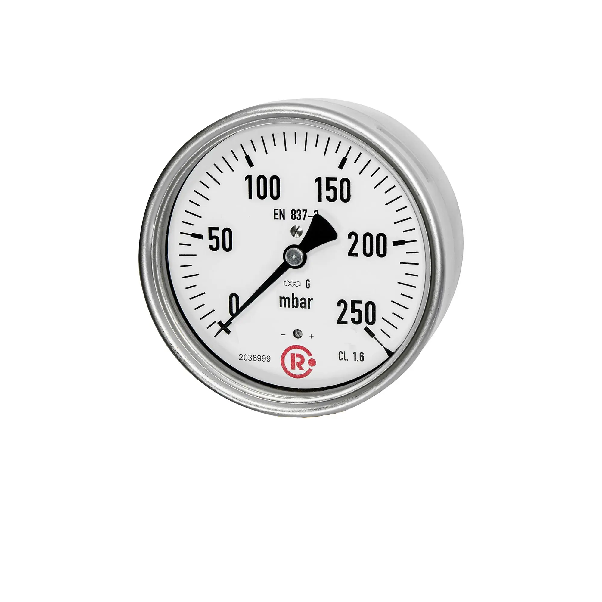 Produktfoto 1 von Kapselfedermanometer, G 1/2 hinten zentrisch, 0 - 250 mbar, Ø 100 6825-R
