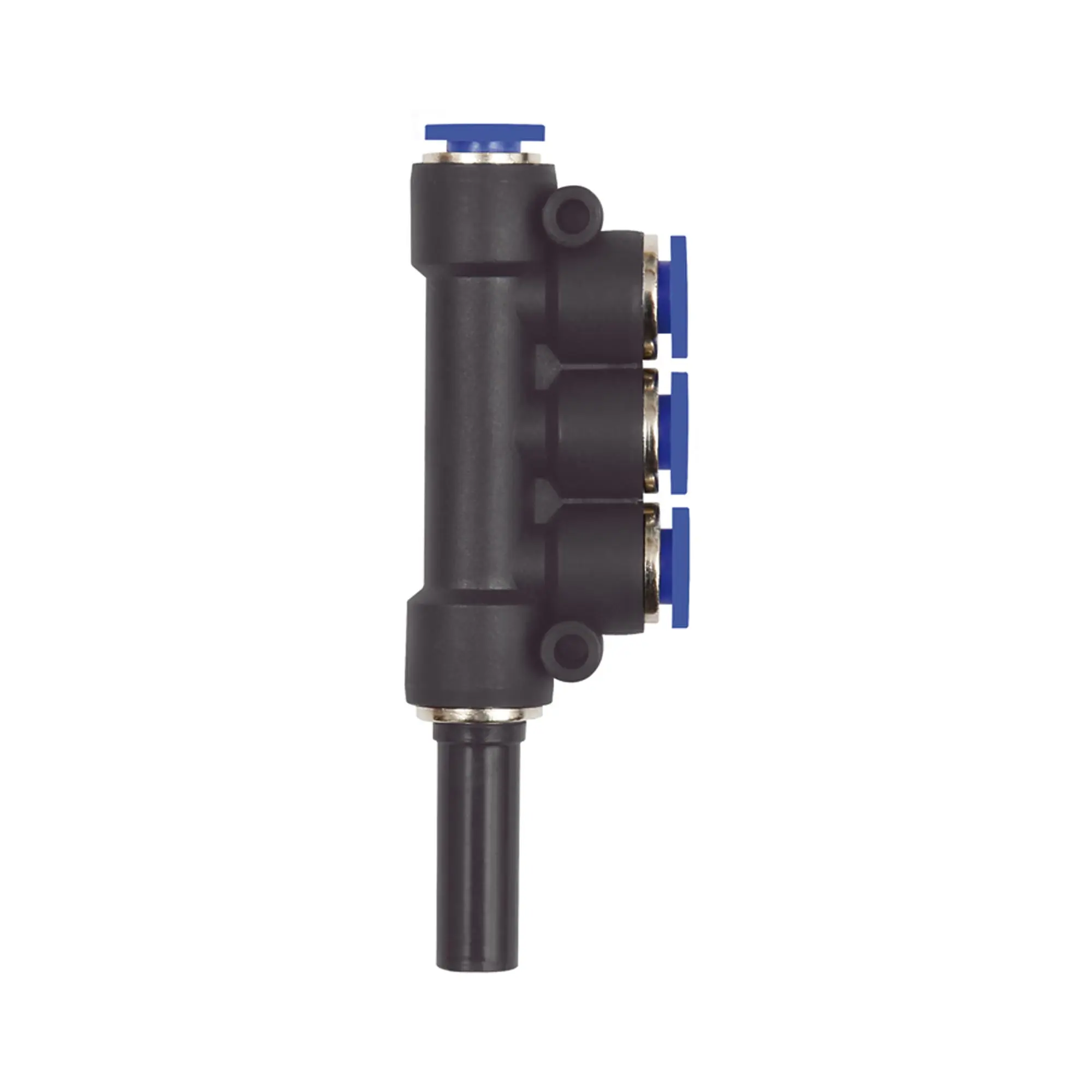 Produktfoto 1 von T-Mehrfachvert. 3fach, Stecknippel 10 mm »Blaue Serie«Schl.-Ø 4x8 224.010-8