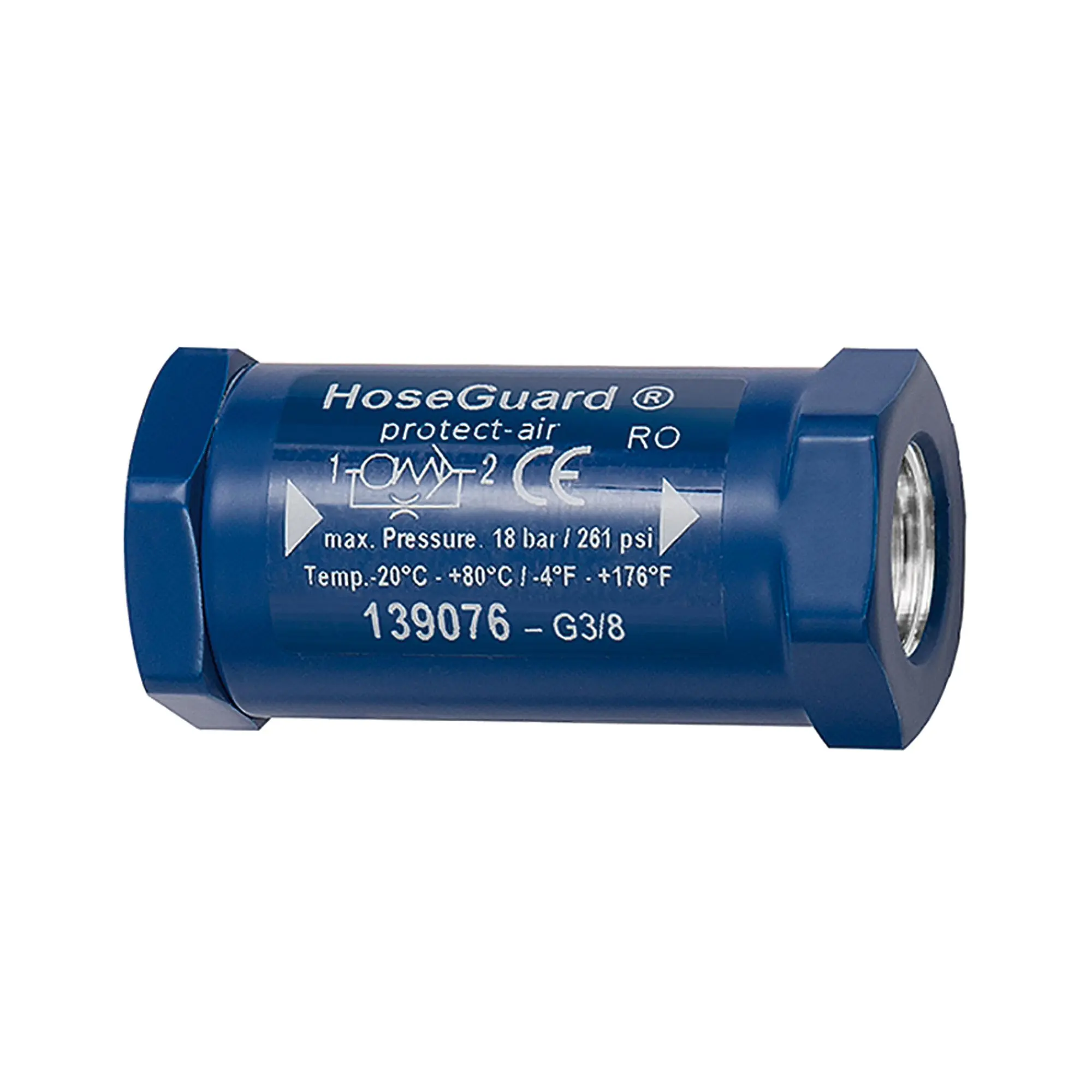 Produktfoto 1 von Schlauchbruchsicherung »Hose Guard«, Alu / Alu, G 1 IG/IG 2222.10