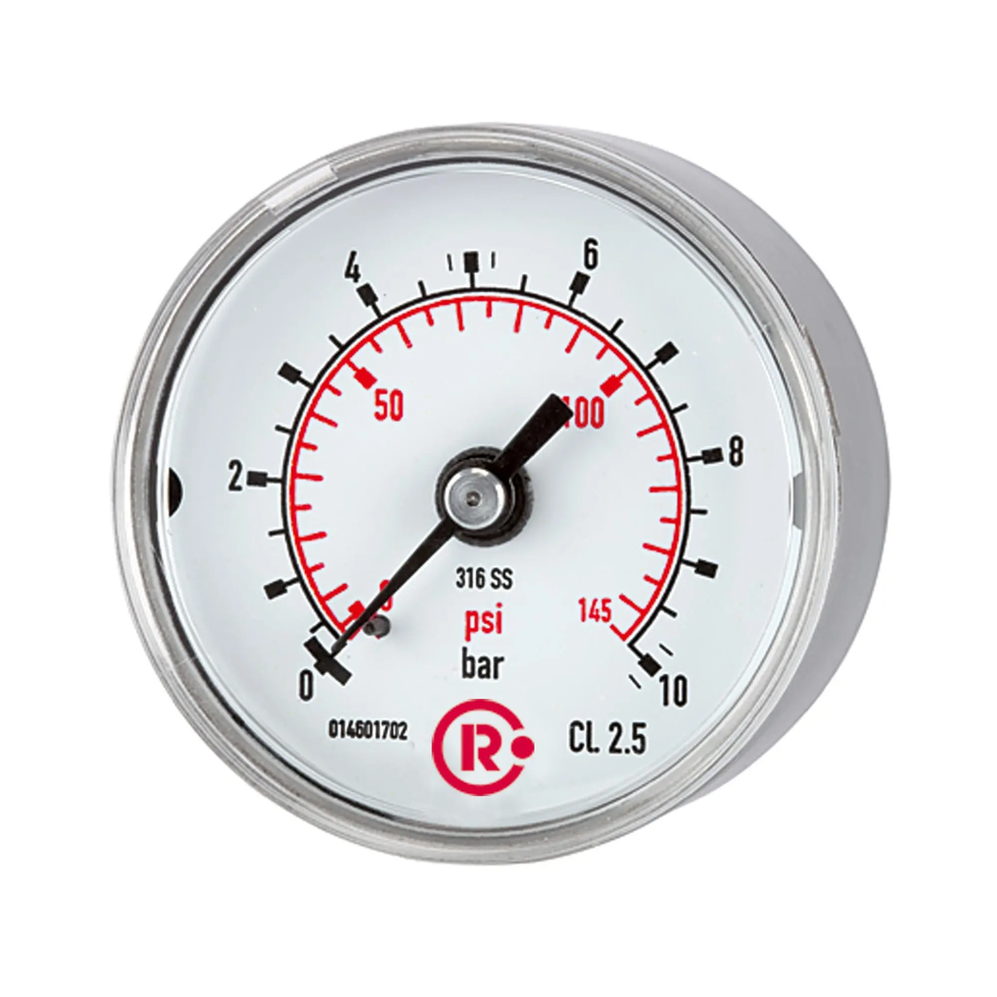 Standardmano, CrNi-Stahl, G 1/4 hinten zentr., 0 - 2,5 bar, Ø 40 102430