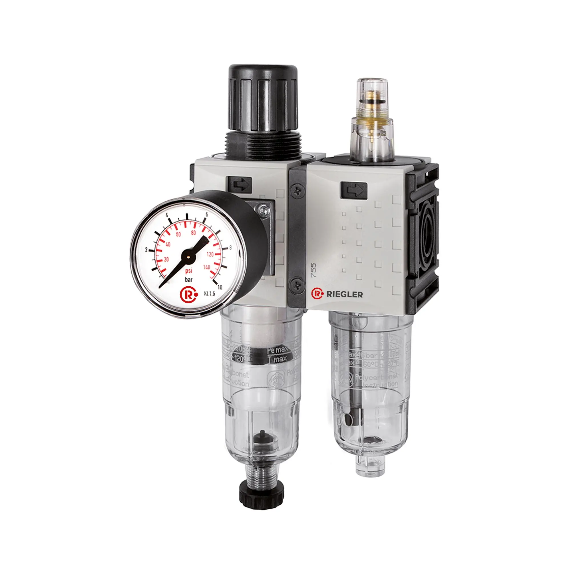 Produktfoto 1 von WE 2-tlg. »FUTURA-mini«, PC-Beh., Standardmano, G 1/4, 0,1-4, HA FUM 601-4