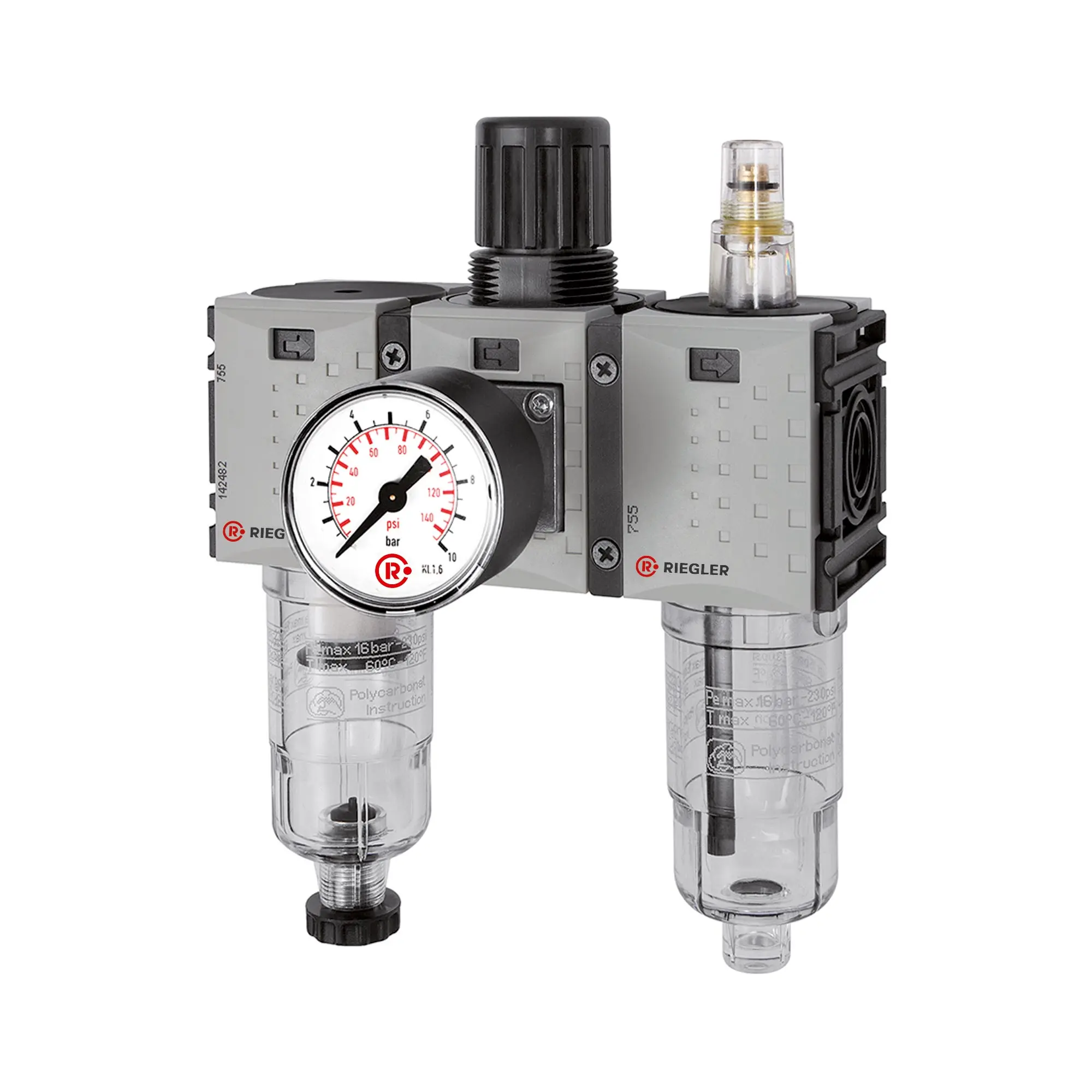 Produktfoto 1 von WE 3-tlg. »FUTURA-mini«, PC-Beh., Standardmano, G 1/4, 0,5-10, HA FUM 621-10