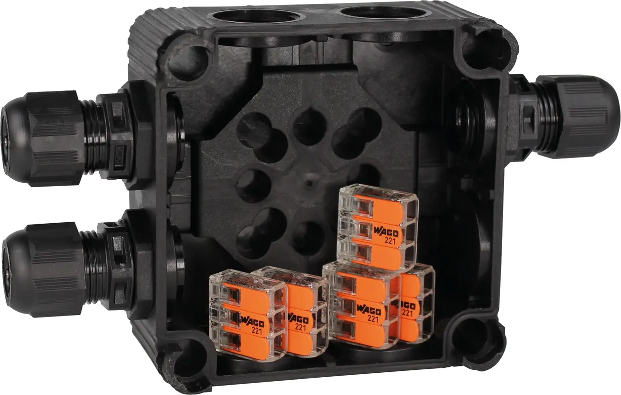 Produktfoto 1 von REGELTECHNIK Power IO-Y-Verteiler Box 2x Kabelverschr. für 2 RS485