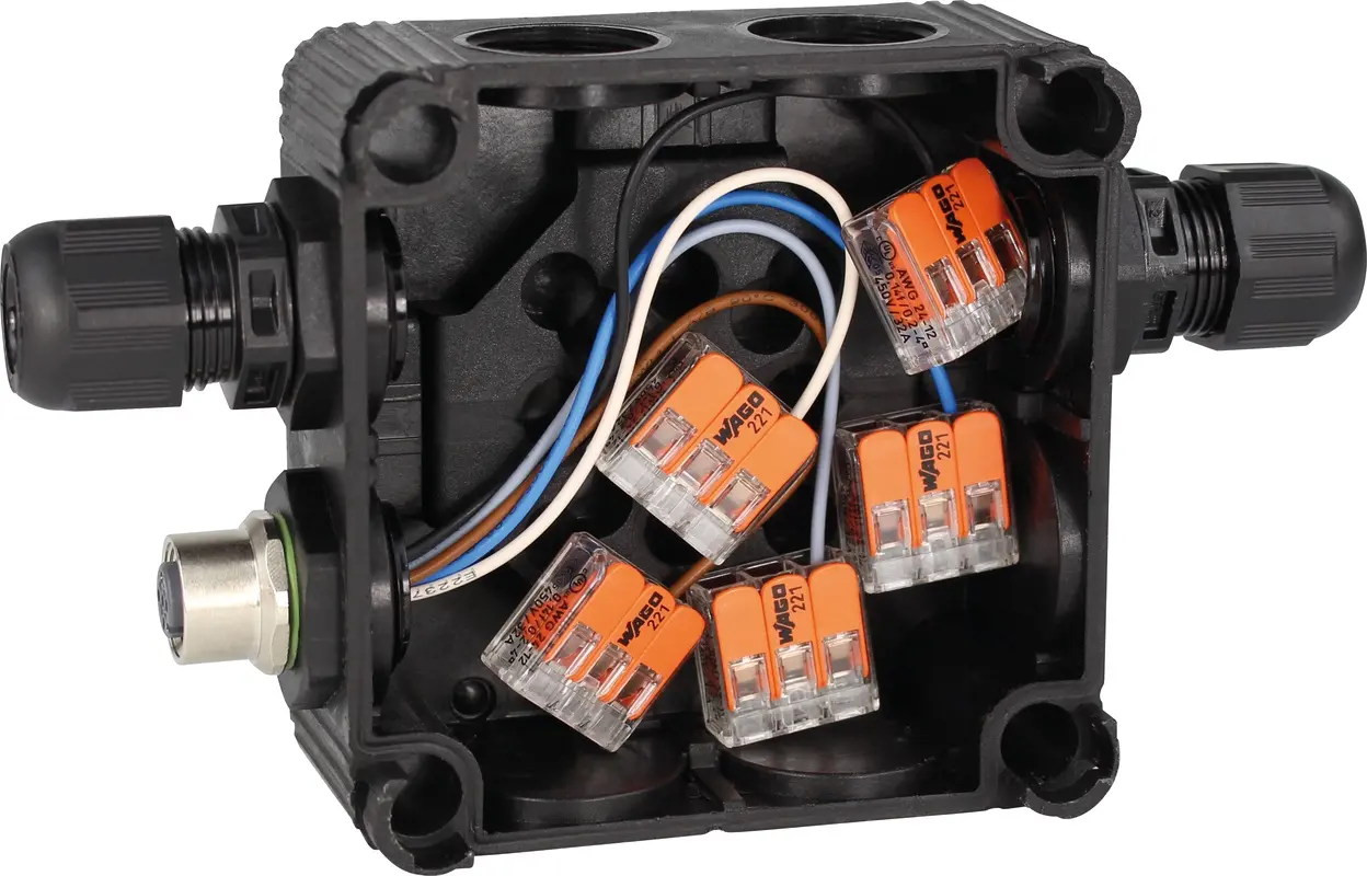 Produktfoto 1 von REGELTECHNIK Power IO-Y-Verteiler Box 1x Kabel, 1x M12 für 2 RS485