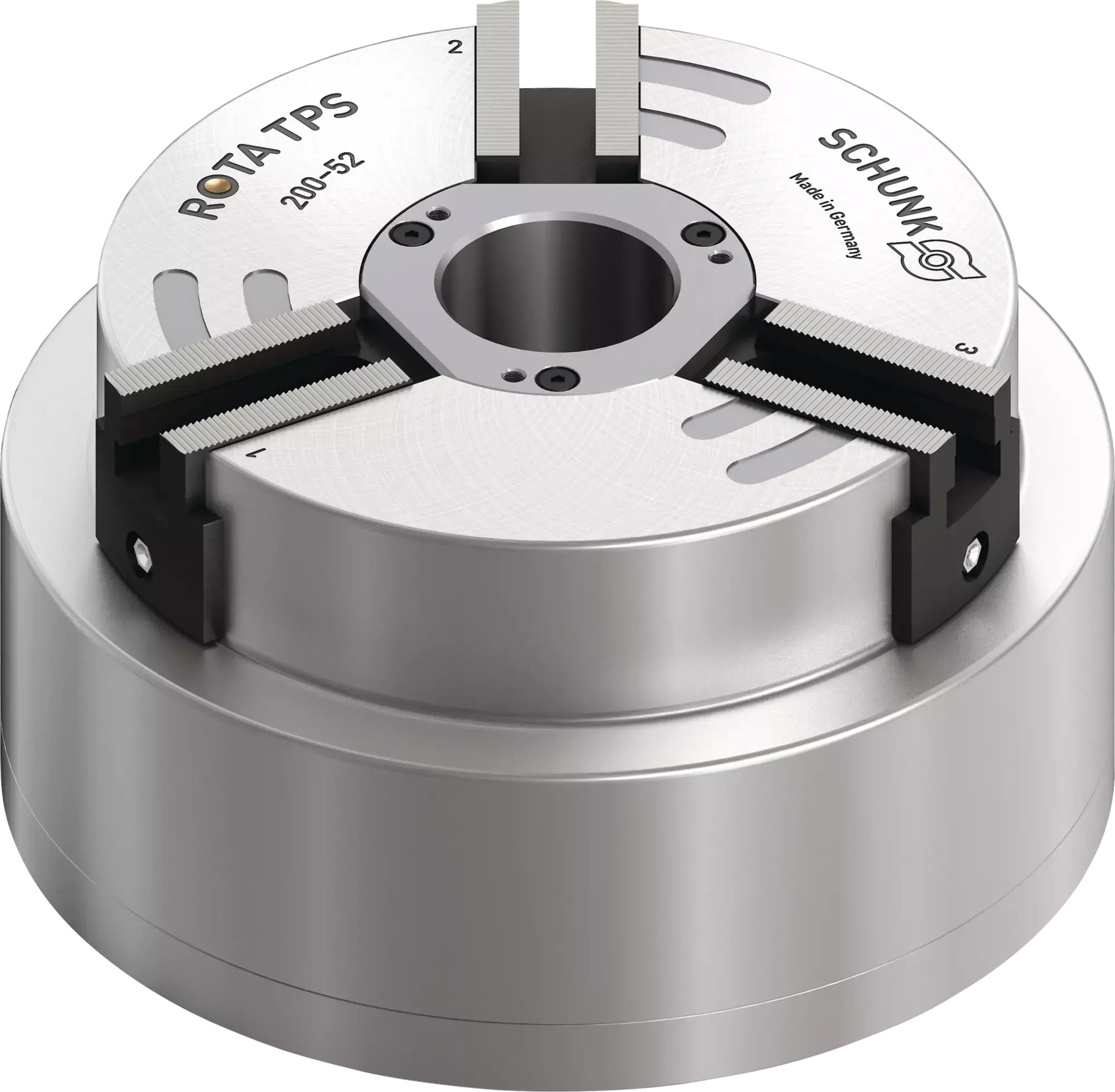 Produktfoto 1 von SCHUNK ROTA TPS 200-52 Z-SV90°, Stationäre 3-Backenfutter, pneumatisch betätigt