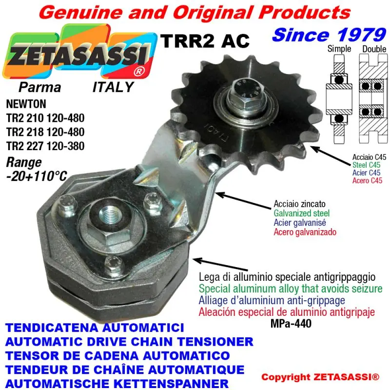 Produktfoto 1 von ZETASASSI TRR2218AC134S Automatic Arm Chain Tensioner Trr2Ac+Idler Sprocket Ac