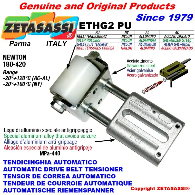 Produktfoto 1 von ZETASASSI ETHG2PU5065AL Automatic Linear Belt Tensioner Ethg2Pu+Fork&Belt Roller
